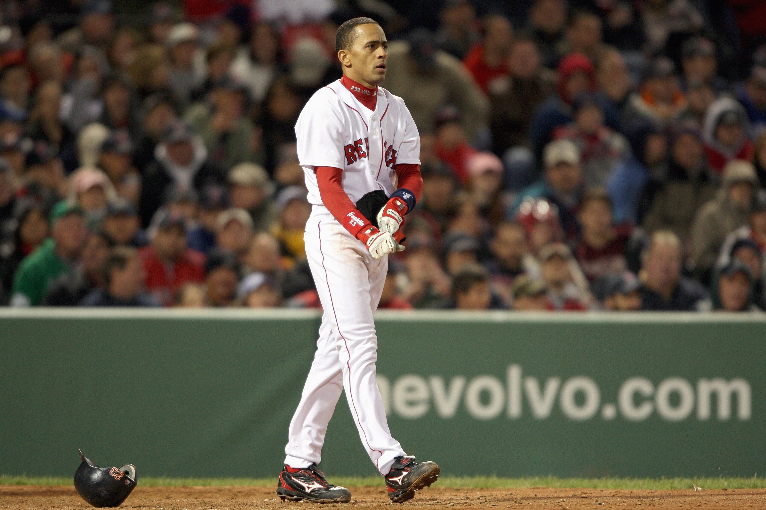 BOSTON - APRIL 29: Julio Lugo #23 of the Boston Red Sox walks off after striking out during the MLB game against the Toronto Blue Jays on April 29, 2008 at Fenway Park in Boston, Massachusetts.The Red Sox defeated the Blue Jays 1-0. (Photo by Elsa/Getty I BOSTON - APRIL 29: Julio Lugo #23 of the Boston Red Sox walks off after striking out during the MLB game against the Toronto Blue Jays on April 29, 2008 at Fenway Park in Boston, Massachusetts.The Red Sox defeated the Blue Jays 1-0. (Photo by Elsa/Getty I
