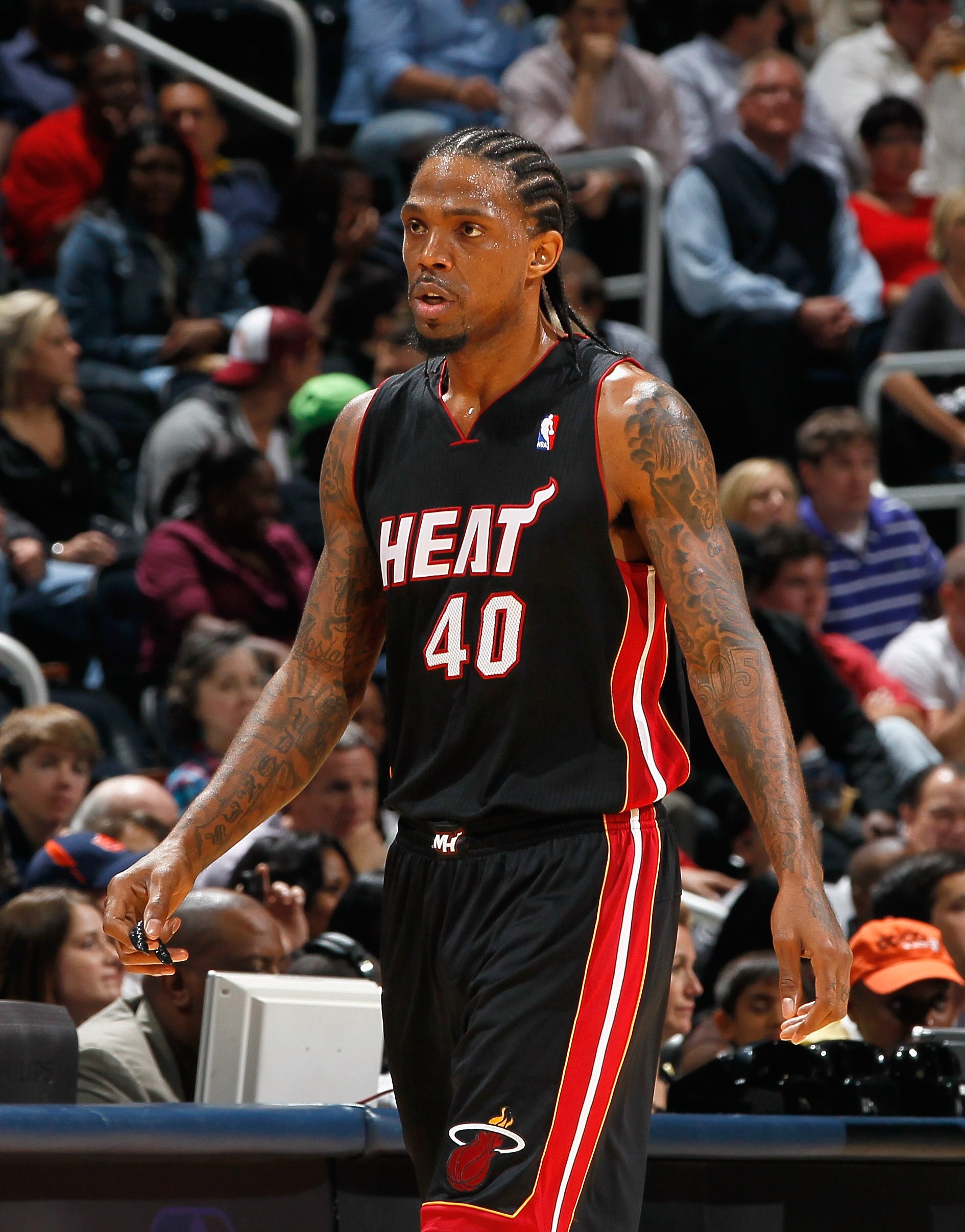 ATLANTA - OCTOBER 21:  Udonis Haslem #40 of the Miami Heat against the Atlanta Hawks at Philips Arena on October 21, 2010 in Atlanta, Georgia.  (Photo by Kevin C. Cox/Getty Images)