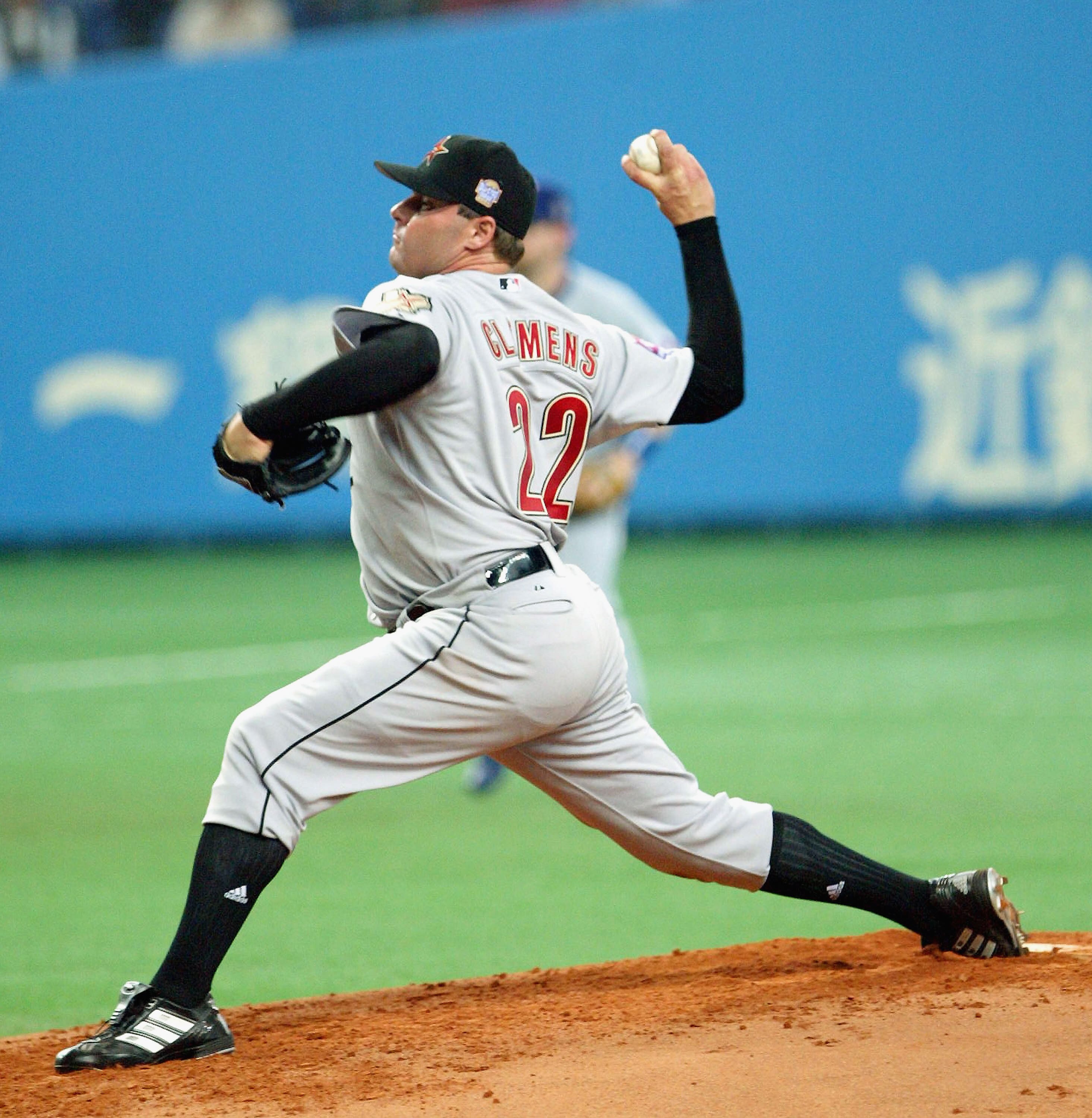 OSAKA, JAPAN - NOVEMBER 10: Pitcher Roger Clemens #22 of the Houston Astros attends a press conference at Osaka Dome during the 5th game of the exhibition series between US MLB and Japanese professional baseball at Osaka Dome on November 10, 2004 in Osaka