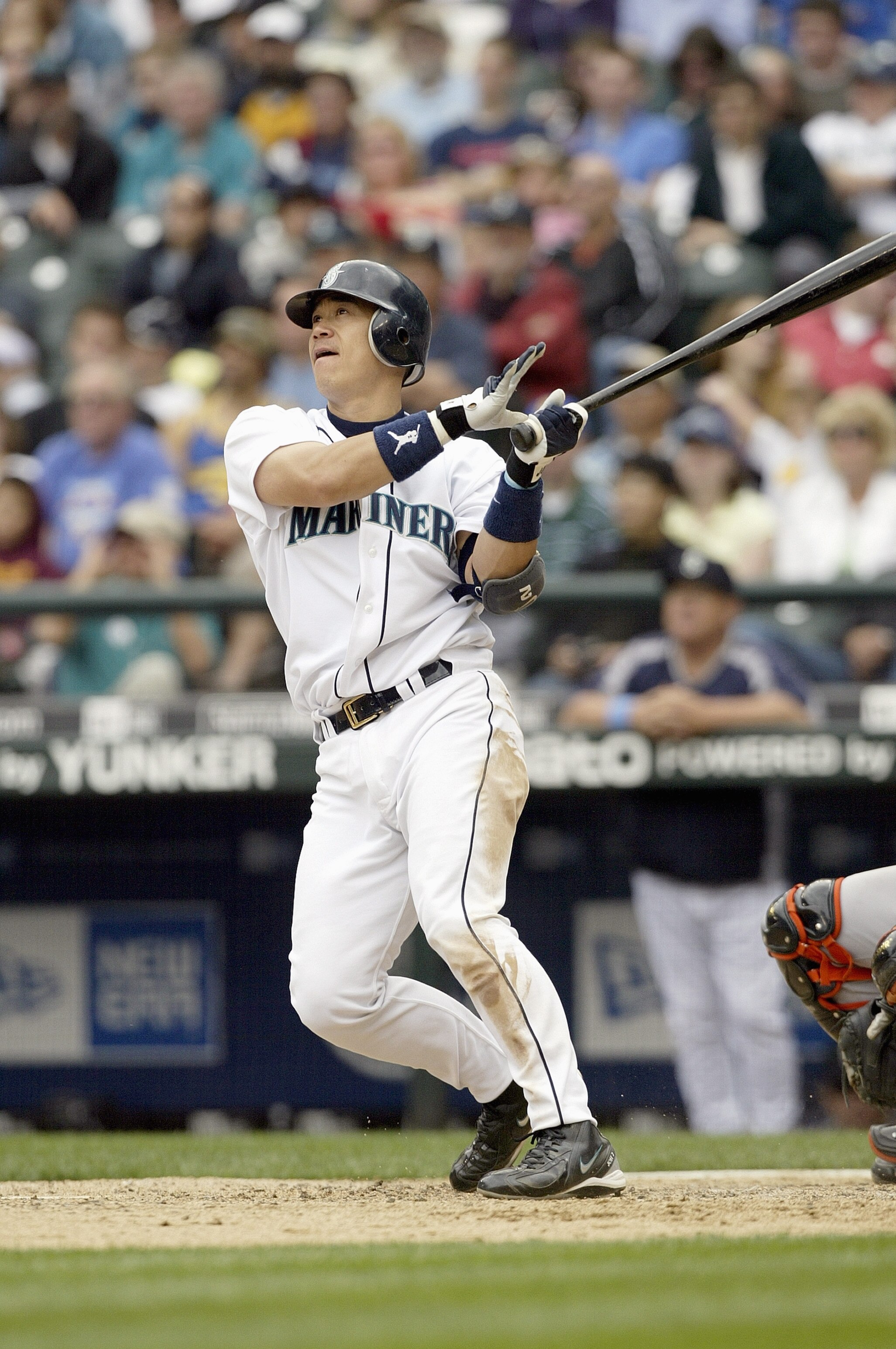 SEATTLE - JUNE 18:  Kenji Johjima #2 of the Seattle Mariners bats against the San Francisco Giants on June 18, 2006 at Safeco Field in Seattle, Washington. The Mariners defeated the Giants 5-1.  (Photo by Otto Greule Jr/Getty Images)