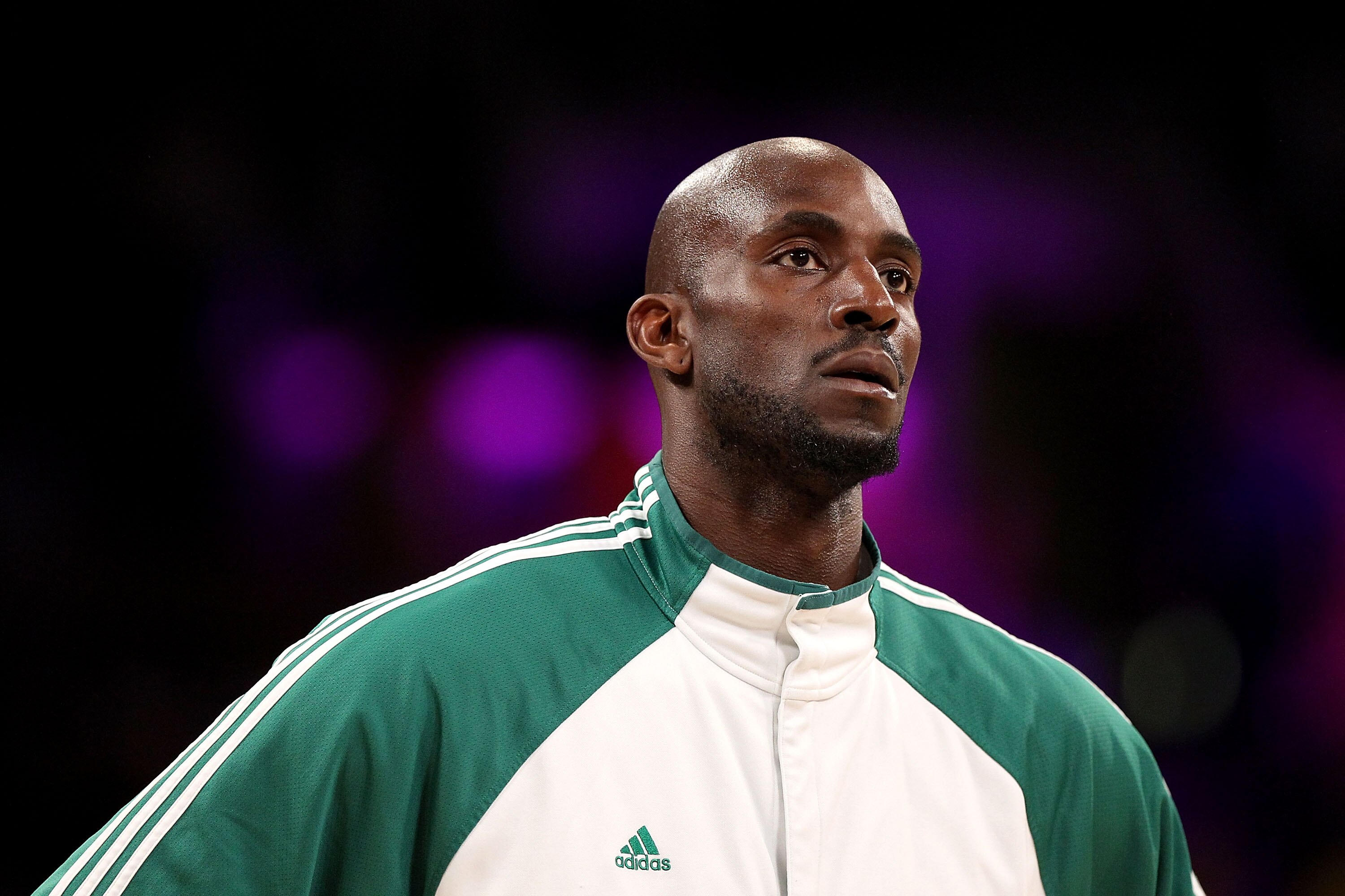 LOS ANGELES, CA - JUNE 17:  Kevin Garnett #5 of the Boston Celtics warms up before Game Seven of the 2010 NBA Finals against the Los Angeles Lakers at Staples Center on June 17, 2010 in Los Angeles, California.  NOTE TO USER: User expressly acknowledges a