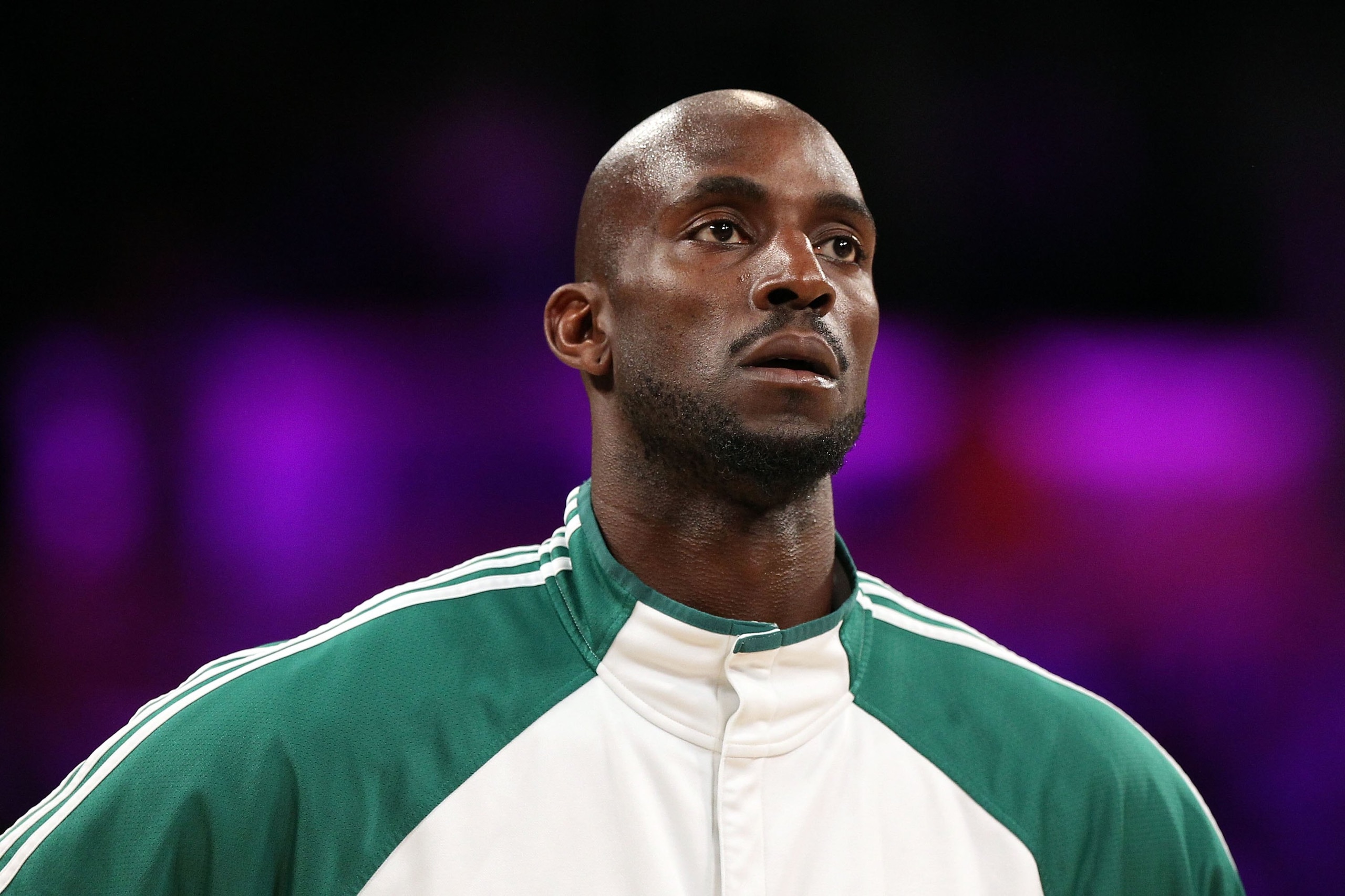 LOS ANGELES, CA - JUNE 17:  Kevin Garnett #5 of the Boston Celtics warms up before Game Seven of the 2010 NBA Finals against the Los Angeles Lakers at Staples Center on June 17, 2010 in Los Angeles, California.  NOTE TO USER: User expressly acknowledges a