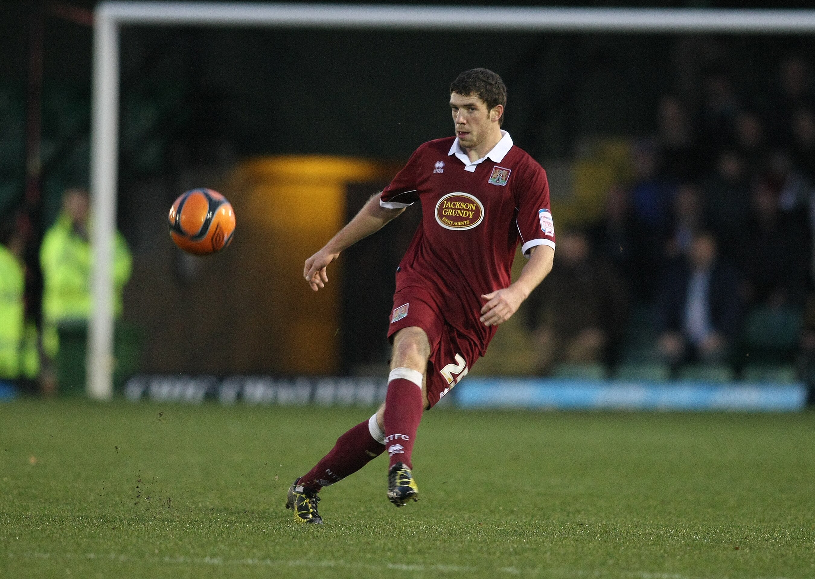 NAILSWORTH, ENGLAND - NOVEMBER 6:  Ben Tozer of Northampton Town in action during the FA Cup sponsored by E.ON first round match between Forest Green Rovers and Northampton Town at The New Lawn on November 6, 2010 in Nailsworth, England. (Photo by Pete No