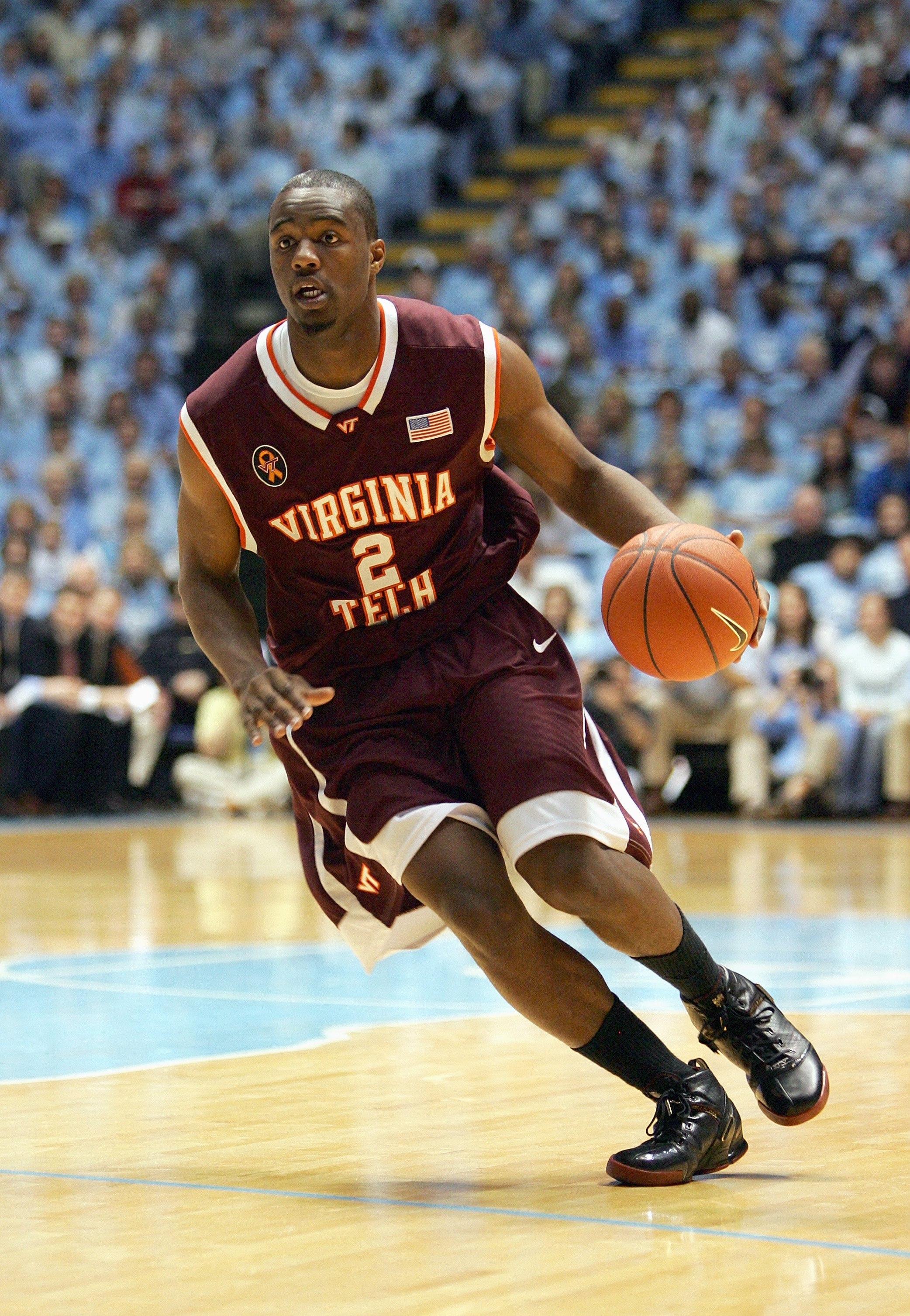 CHAPEL HILL - FEBRUARY 16: Dorenzo Hudson #2 of the Virginia Tech Hokies drives against the North Carolina Tar Heels during the game at the Dean E. Smith Center on February 16, 2008 in Chapel Hill, North Carolina. (Photo by: Streeter Lecka/Getty Images)