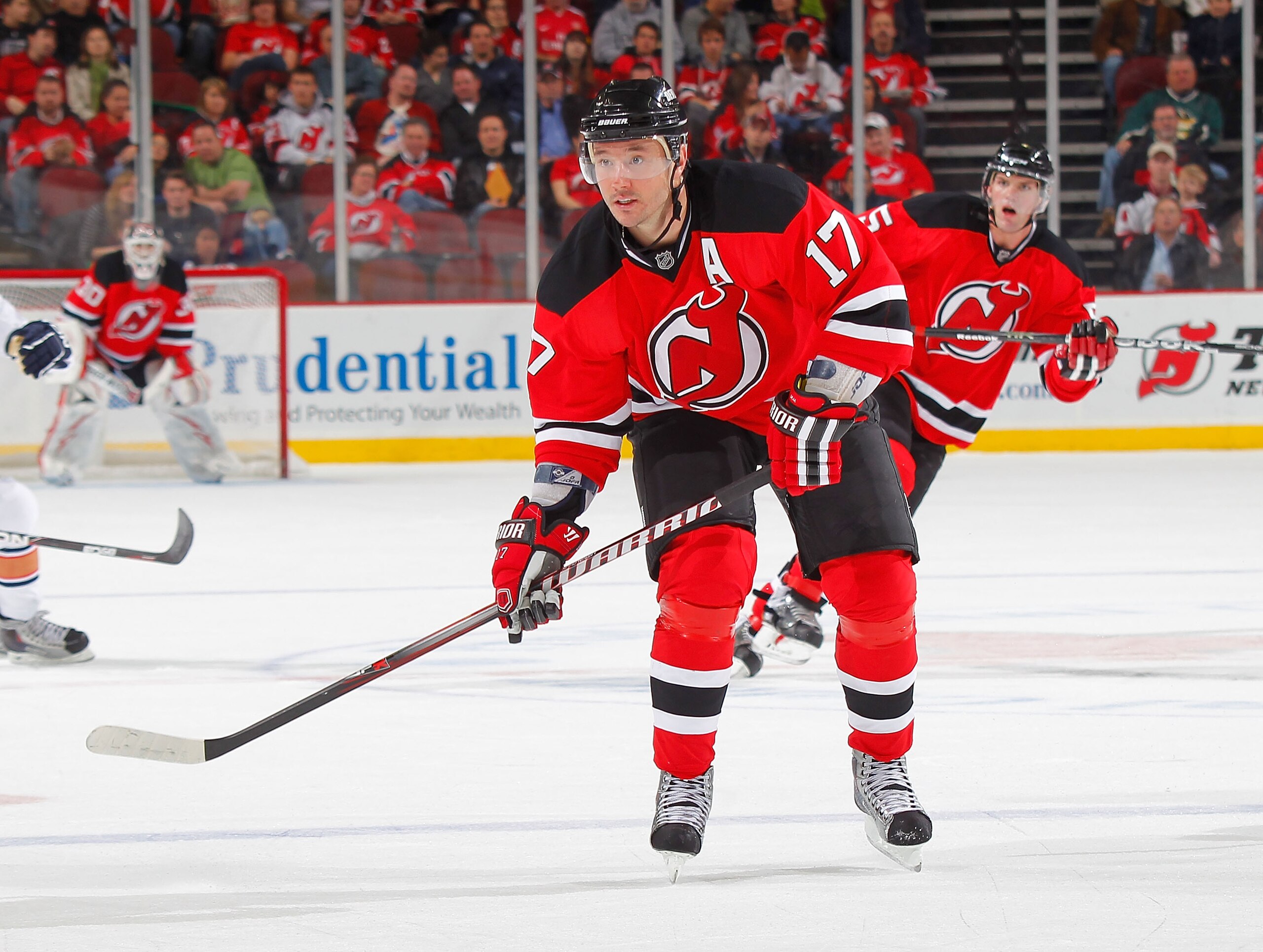 NEWARK, NJ - NOVEMBER 12:  Ilya Kovalchuk #17 of the New Jersey Devils skates during a hockey game against the Edmonton Oilers at the Prudential Center on November 12, 2010 in Newark, New Jersey.  (Photo by Paul Bereswill/Getty Images)