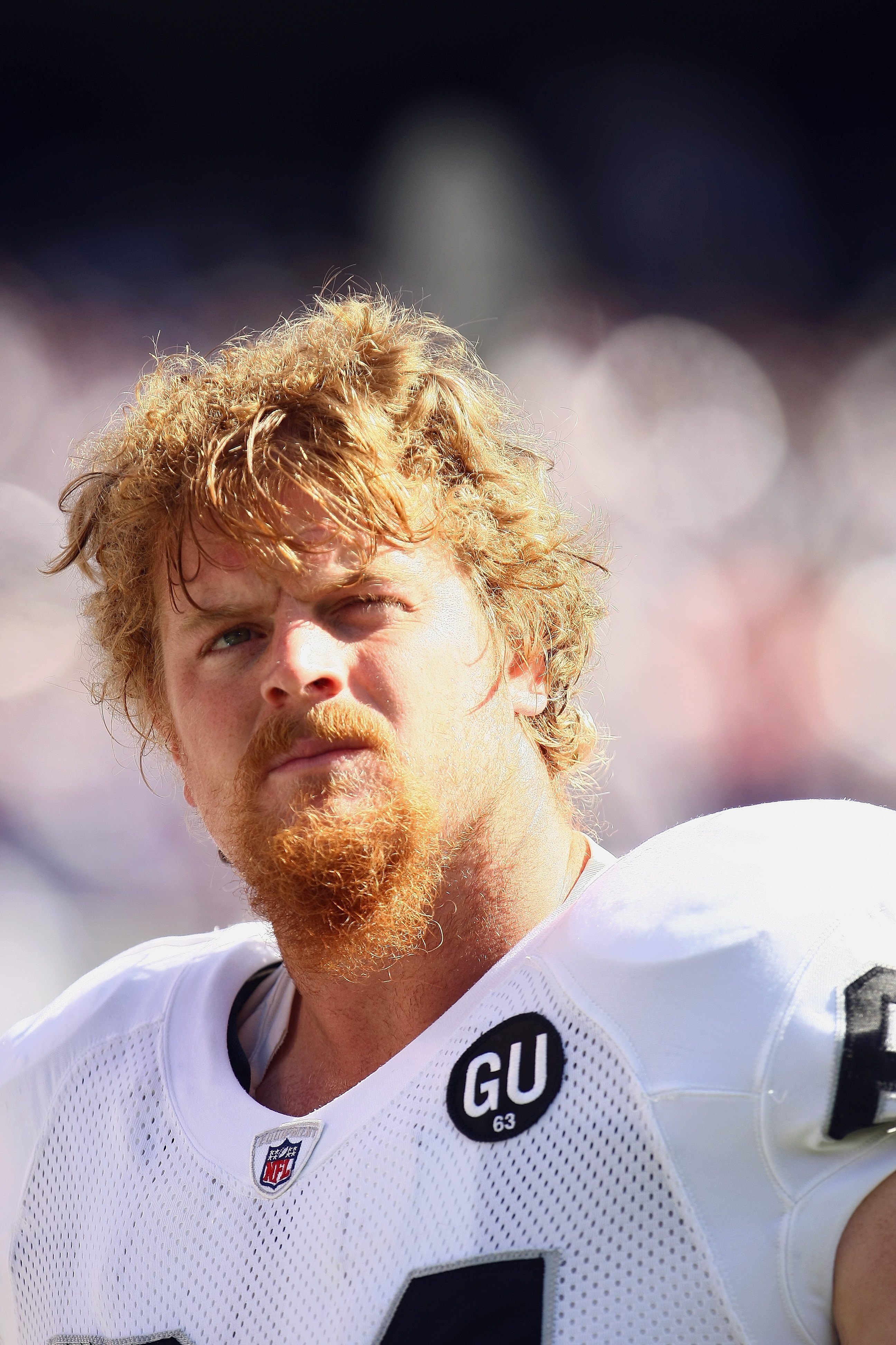BALTIMORE - OCTOBER 26:  Center Jake Grove #64 of the Oakland Raiders looks to the scoreboards during the game against the Baltimore Raven at M&T Bank Stadium on October 26, 2008 in Baltimore, Maryland. (Photo by: Chris McGrath/Getty Images)