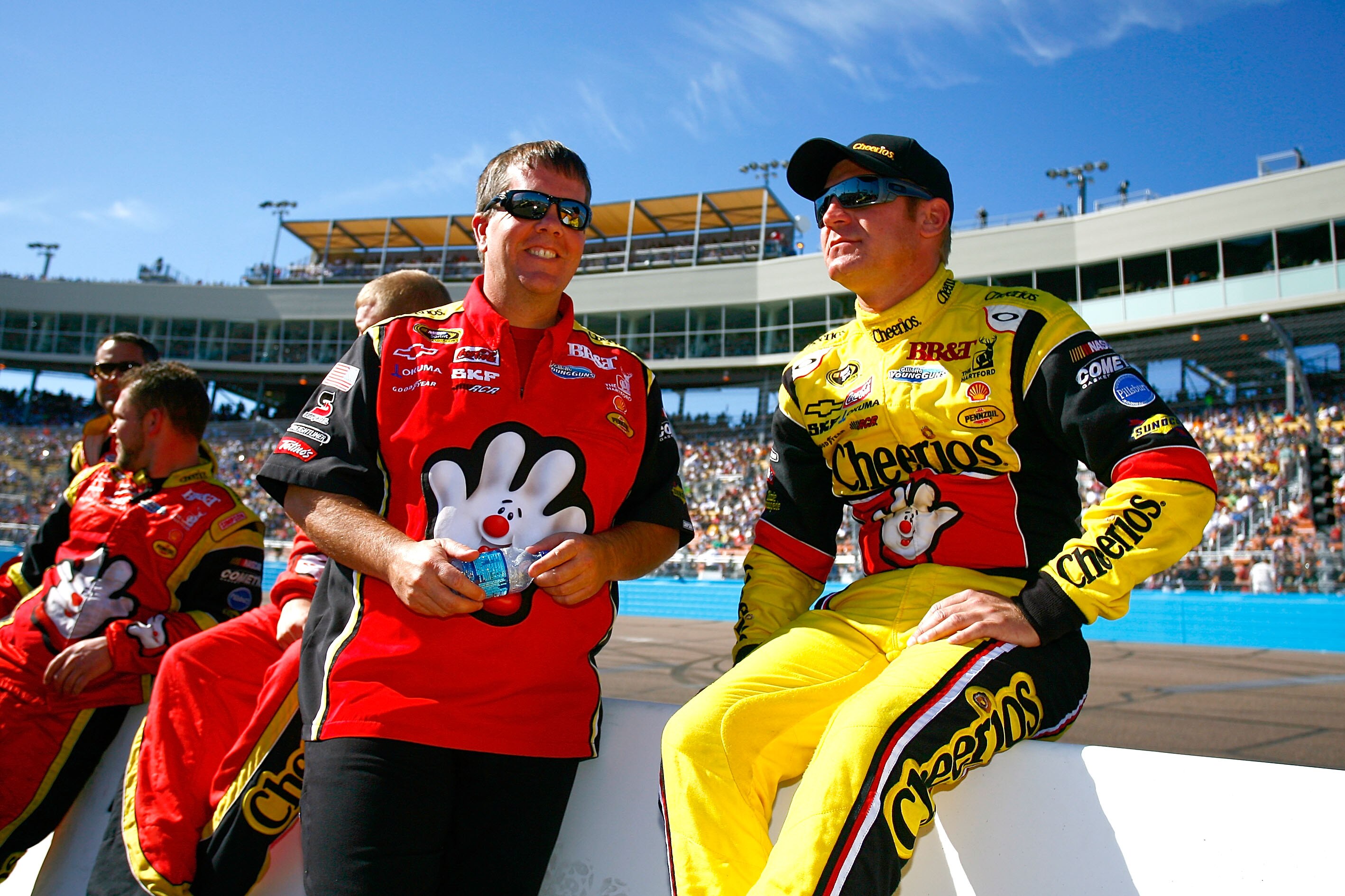 AVONDALE, AZ - NOVEMBER 14:  (R-L) Clint Bowyer, driver of the #33 BB&T Chevrolet, talks with crew chief Shane Wilson, prior to the NASCAR Sprint Cup Series Kobalt Tools 500 at Phoenix International Raceway on November 14, 2010 in Avondale, Arizona.  (Pho