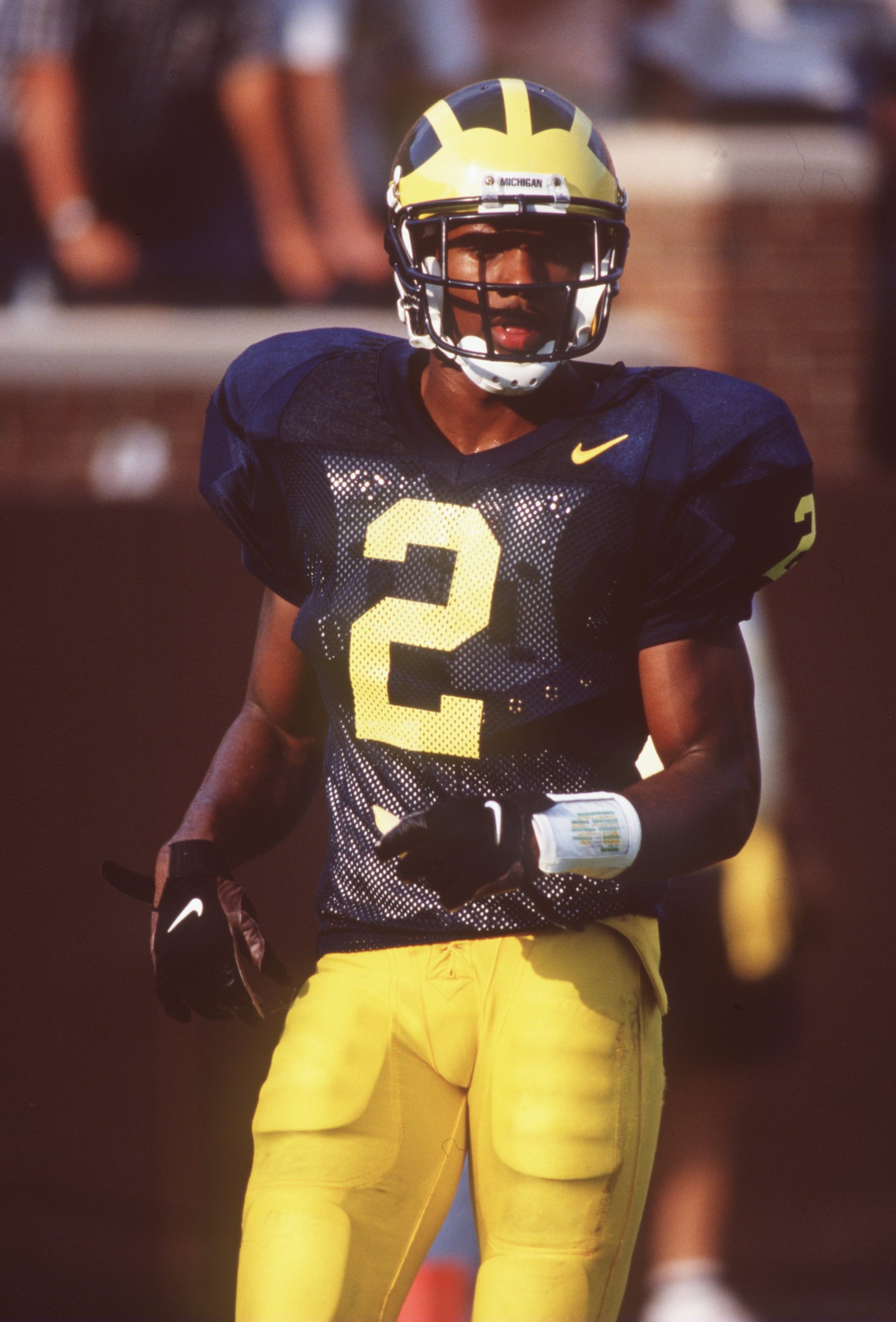 31 Aug 1996: Charles Woodson of Michigan waits for a play during their 20-8 victory over Illinois at Michigan stadium in Ann Arbor, Michigan. 31 Aug 1996: Charles Woodson of Michigan waits for a play during their 20-8 victory over Illinois at Michigan stadium in Ann Arbor, Michigan.
