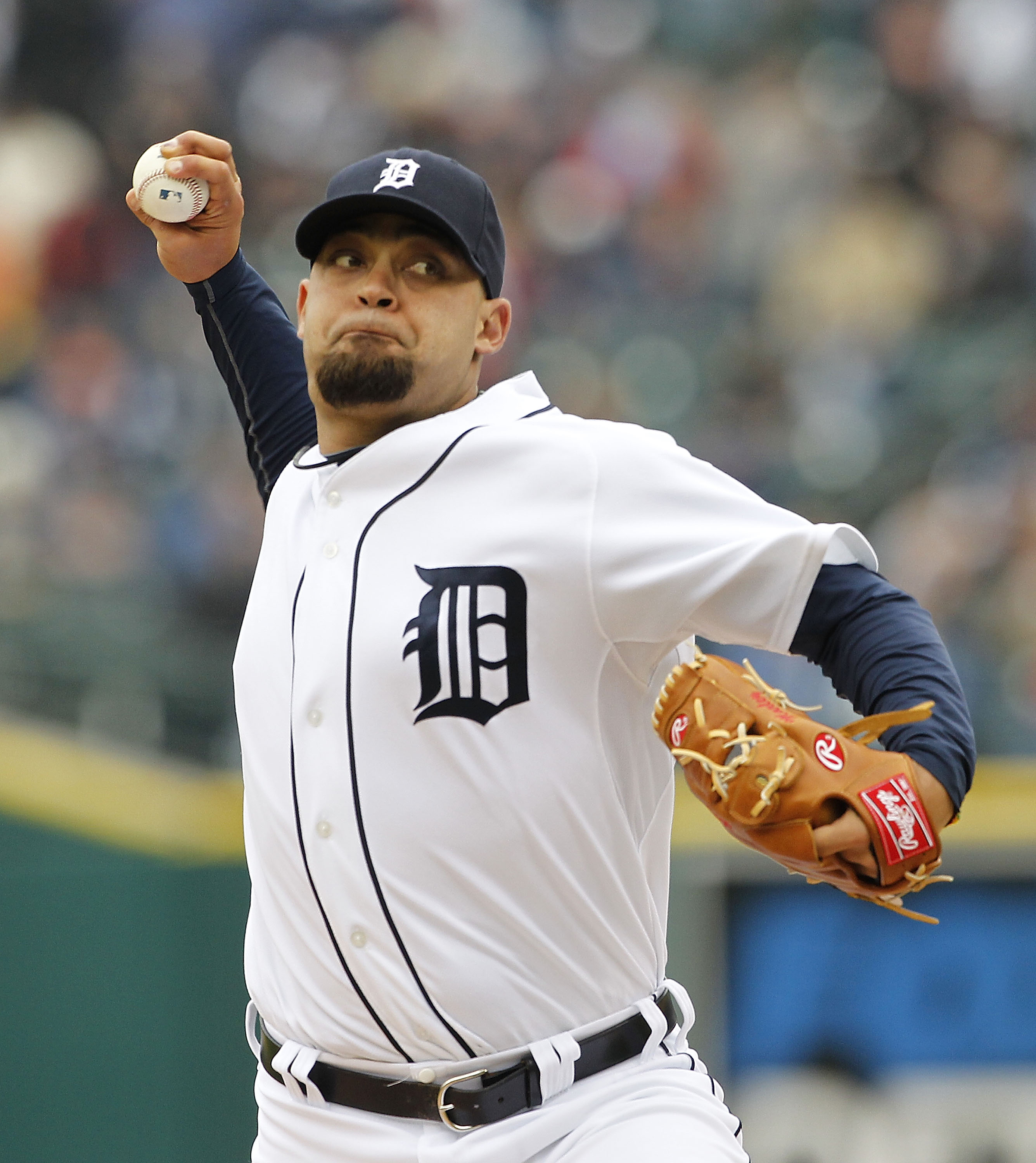 DETROIT - MAY 13: Joel Zumaya #54 of the Detroit Tigers pitches in the eighth inning against the New York Yankees on May 13, 2010 at Comerica Park in Detroit, Michigan. The Tigers defeated the Yankees 6-0.  (Photo by Leon Halip/Getty Images)