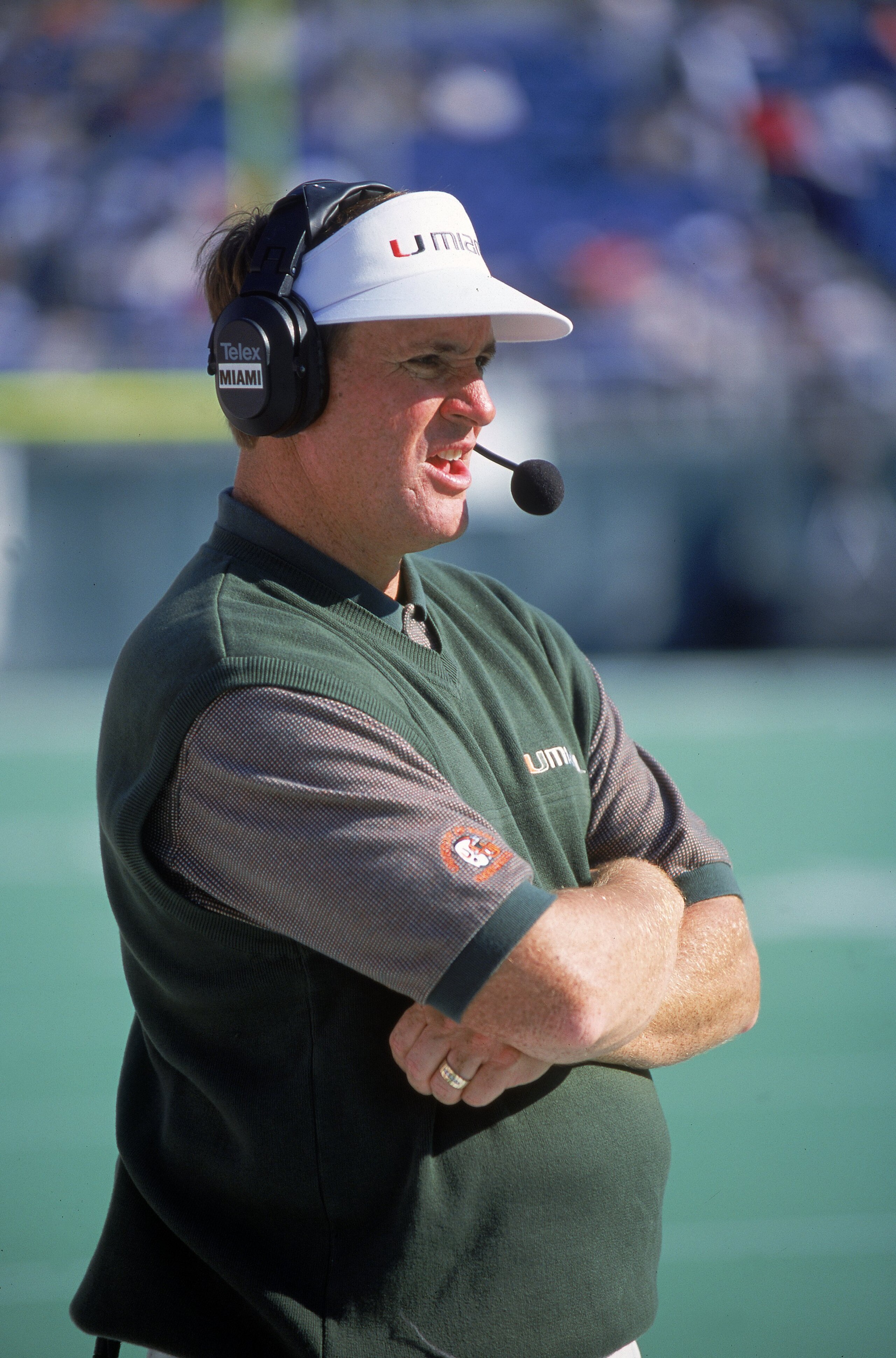 21 Oct 2000:  Head Coach Butch Davis of the Miami Hurricanes watches the acction from the sidelines during the game against the Temple Owls at the Veterans Stadium in Philadelphia, Pennsylvania. The Hurricanes defeated the Owls 45-17.Mandatory Credit: Dou