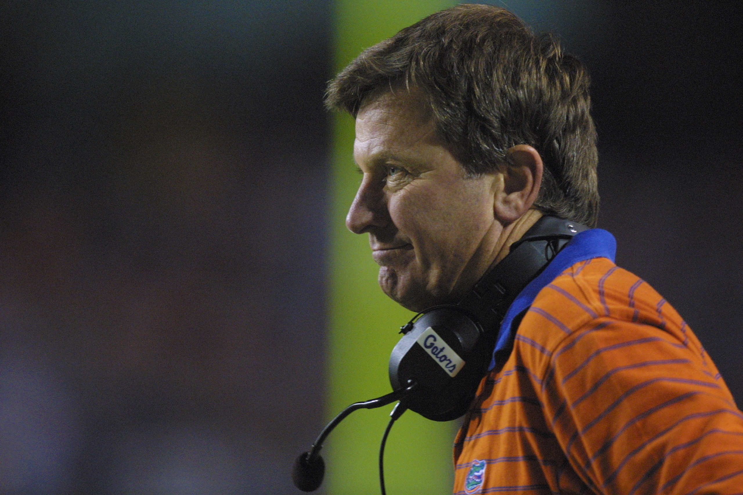 TAMPA BAY, FL - NOVEMBER 17:  Head coach Steve Spurrier of the Florida Gators stands on the field during the NCAA football game against the Florida State Seminoles on November 17, 2001 at Raymond James Stadium in Tampa Bay, Florida. Florida won 37-13. (Ph