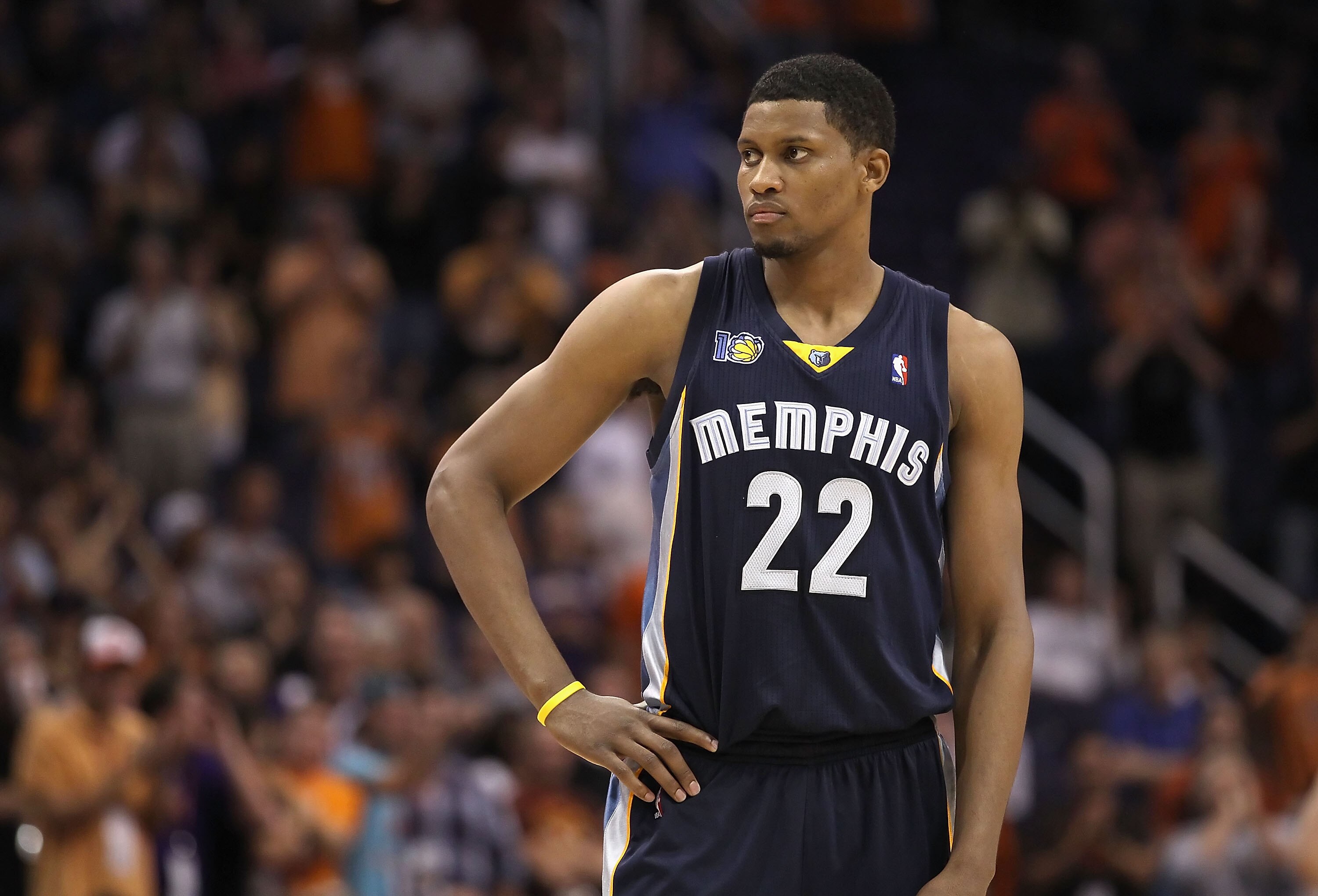 PHOENIX - NOVEMBER 05:  Rudy Gay #22 of the Memphis Grizzlies during the NBA game against the Phoenix Suns at US Airways Center on November 5, 2010 in Phoenix, Arizona. NOTE TO USER: User expressly acknowledges and agrees that, by downloading and or using