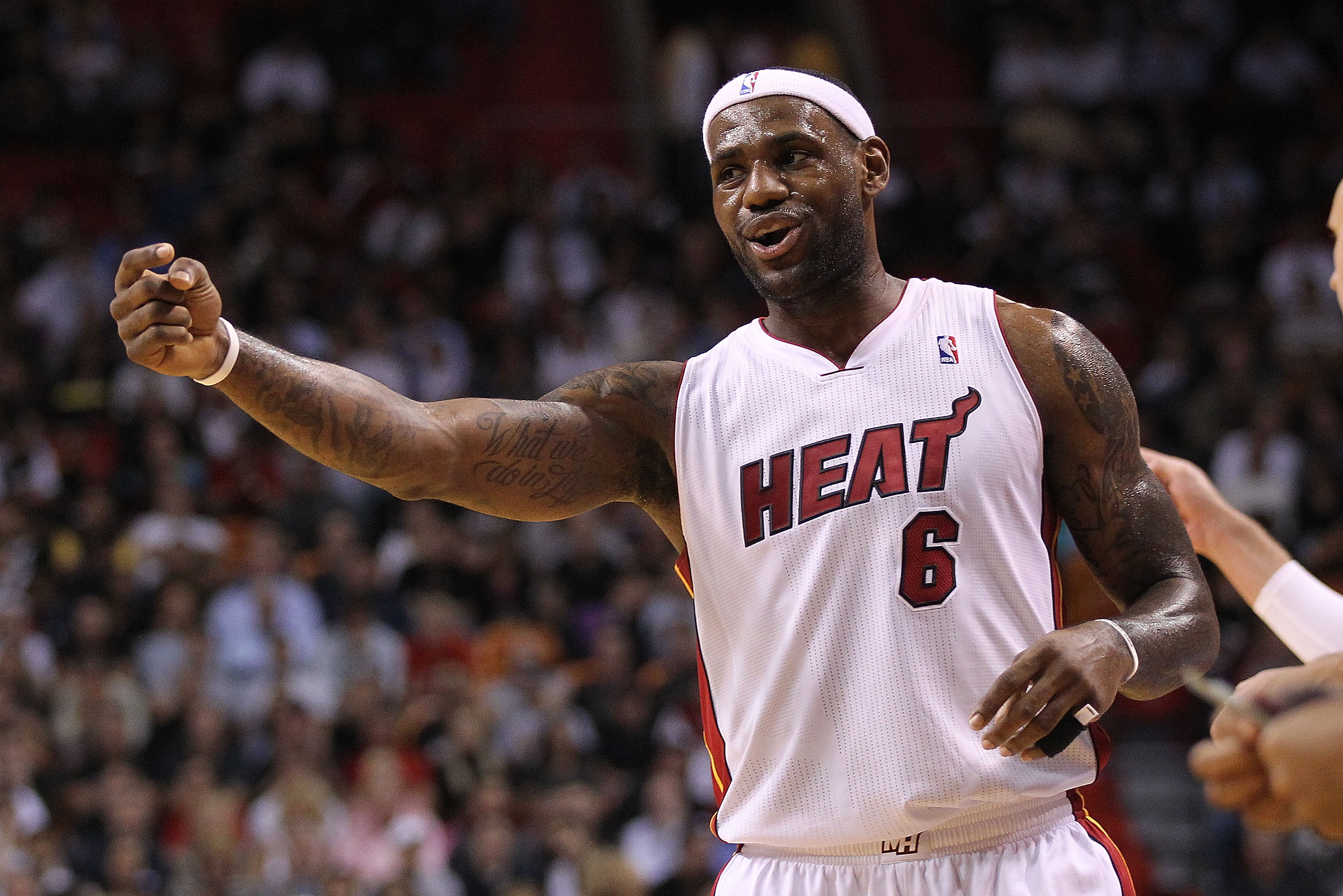 MIAMI - NOVEMBER 09:  Lebron James #6 of the Miami Heat during a game against the Utah Jazz at American Airlines Arena on November 9, 2010 in Miami, Florida. NOTE TO USER: User expressly acknowledges and agrees that, by downloading and/or using this Photo