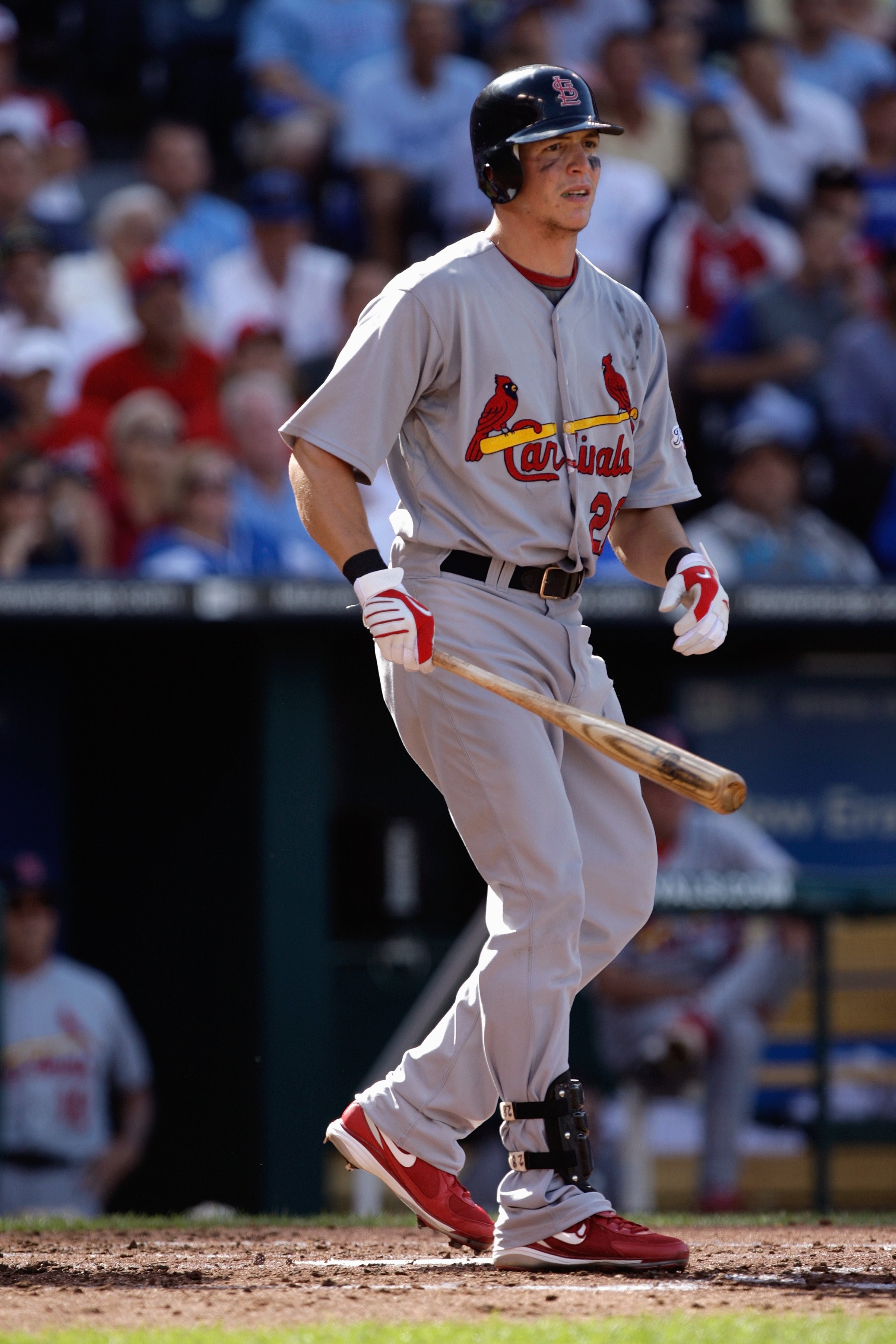 KANSAS CITY, MO - JUNE 20:  Colby Rasmus #28 of the St. Louis Cardinals stands at the plate against the Kansas City Royals during the game on June 20, 2009 at Kauffman Stadium in Kansas City, Missouri. (Photo by Jamie Squire/Getty Images)