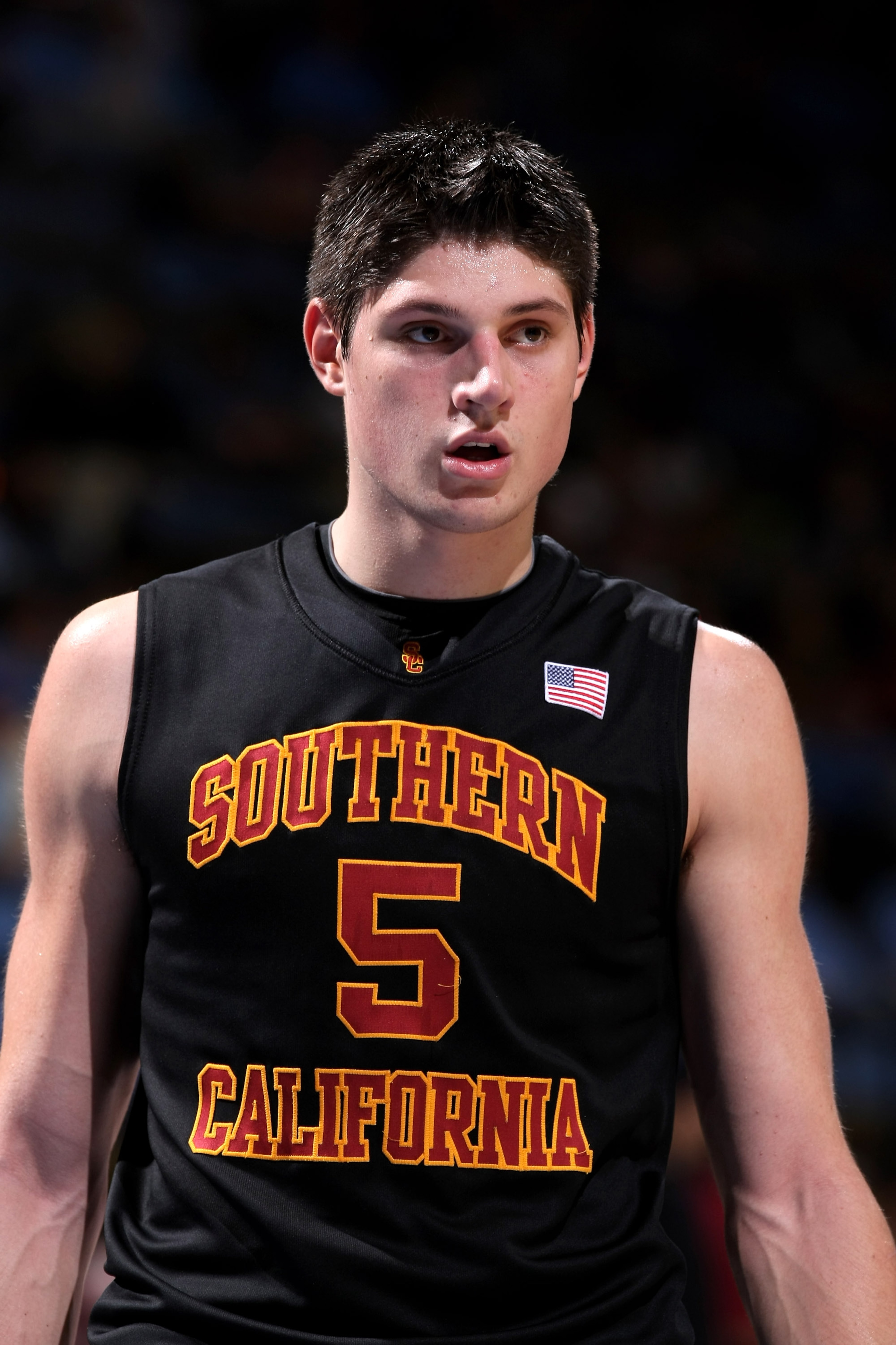 WESTWOOD, CA - JANUARY 16: Nikola Vucevic #5 of the USC Trojans on the court in the game against the UCLA Bruins on January 16, 2010 at Pauley Pavillion in Westwood, California. USC won 67-46. (Photo by Stephen Dunn/Getty Images) WESTWOOD, CA - JANUARY 16: Nikola Vucevic #5 of the USC Trojans on the court in the game against the UCLA Bruins on January 16, 2010 at Pauley Pavillion in Westwood, California. USC won 67-46. (Photo by Stephen Dunn/Getty Images)