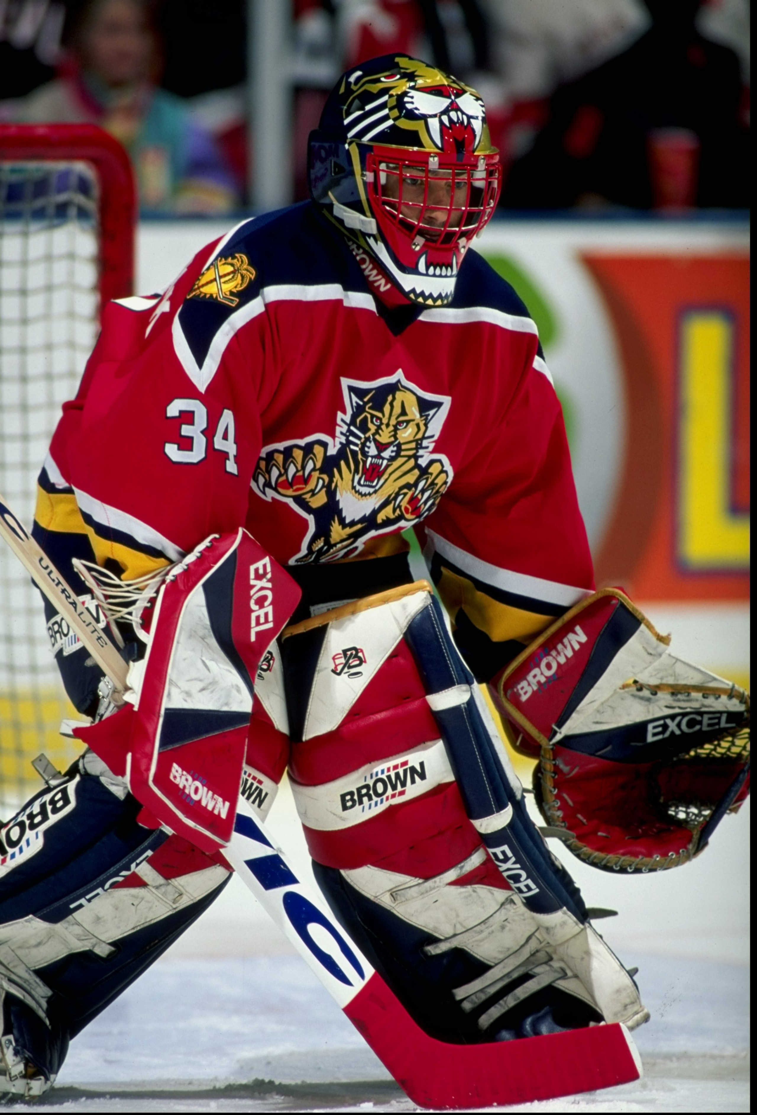 7 Feb 1997: Goaltender John Vanbiesbrouck of the Florida Panthers in action during a game against the New Jersey Devils at the Continental Airlines Arena in East Rutherford, New Jersey. The game ended in a tie, 2-2. Mandatory Credit: Al Bello /Allsport 7 Feb 1997: Goaltender John Vanbiesbrouck of the Florida Panthers in action during a game against the New Jersey Devils at the Continental Airlines Arena in East Rutherford, New Jersey. The game ended in a tie, 2-2. Mandatory Credit: Al Bello /Allsport