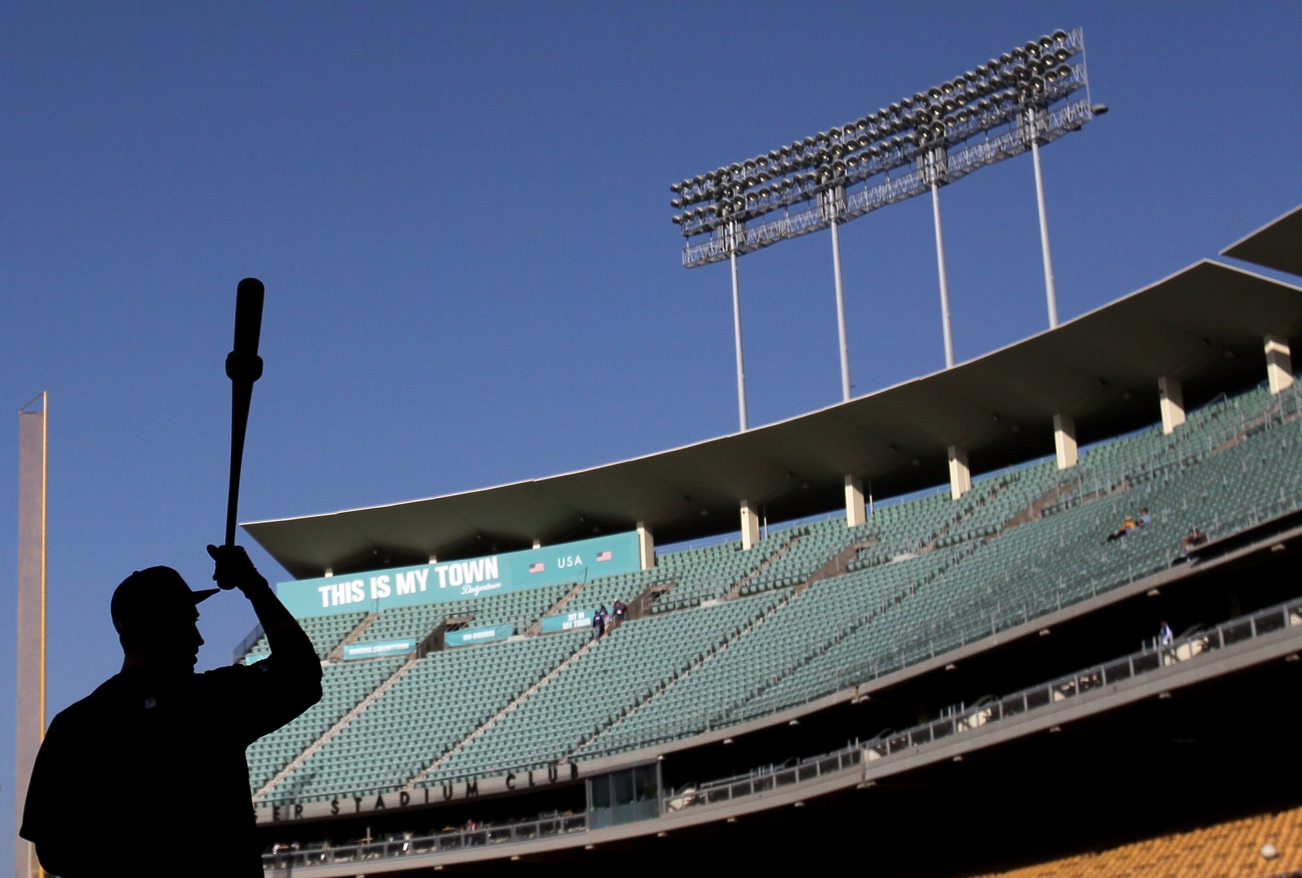 LOS ANGELES, CA - MAY 06:  A silhouette of Ryan Braun #8 of the Milwaukee Brewers during batting practice prior to the start of the game against the Los Angeles Dodgers at Dodger Stadium on May 6, 2010 in Los Angeles, California.  (Photo by Jeff Gross/Get