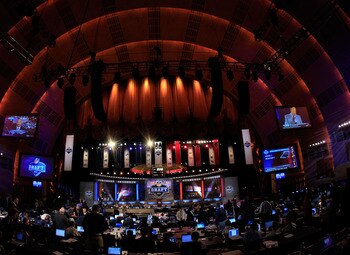 NEW YORK, NY - APRIL 28:  A general view of the Draft stage during the 2011 NFL Draft at Radio City Music Hall on April 28, 2011 in New York City.  (Photo by Chris Trotman/Getty Images)