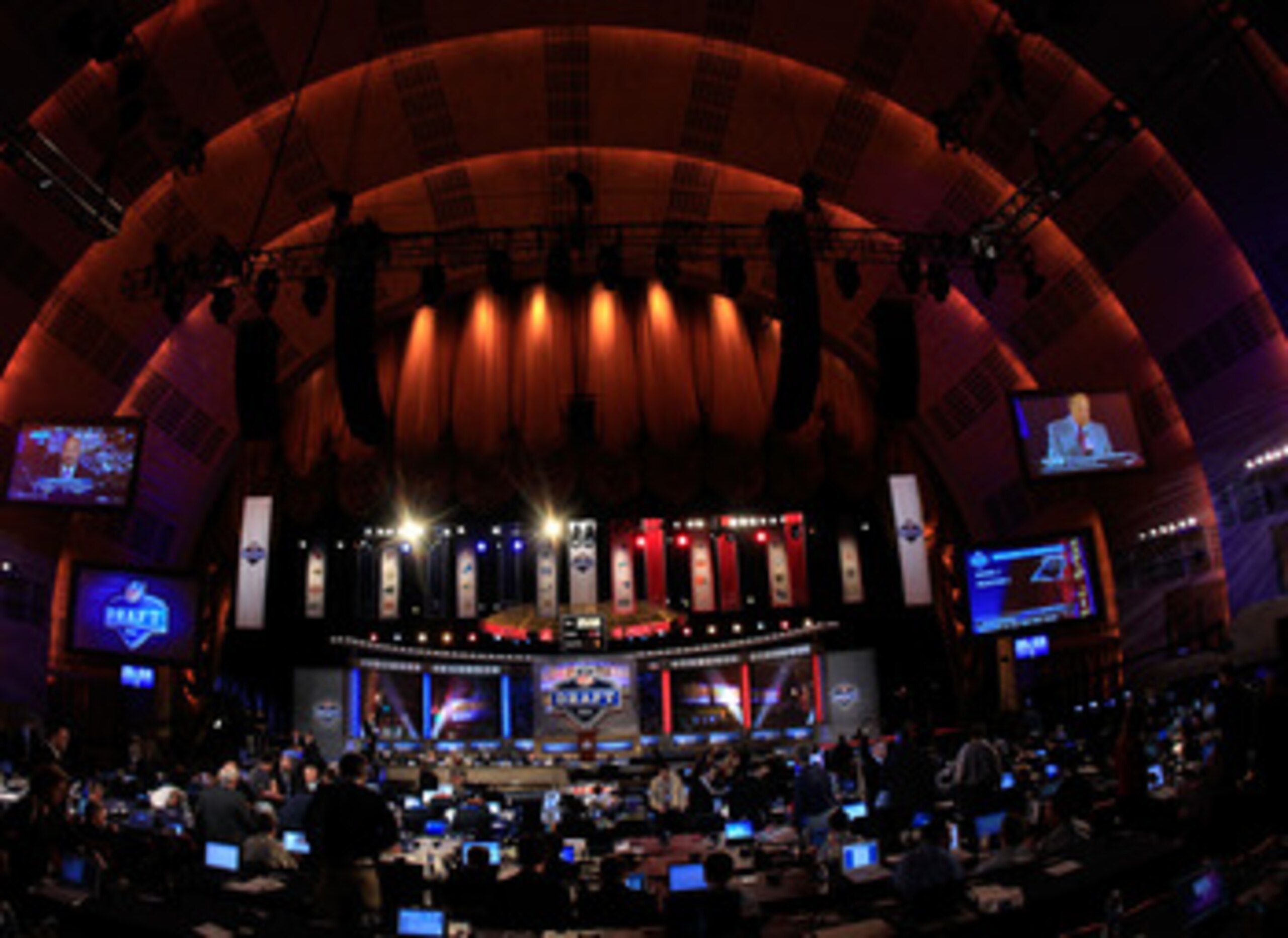 NEW YORK, NY - APRIL 28:  A general view of the Draft stage during the 2011 NFL Draft at Radio City Music Hall on April 28, 2011 in New York City.  (Photo by Chris Trotman/Getty Images)