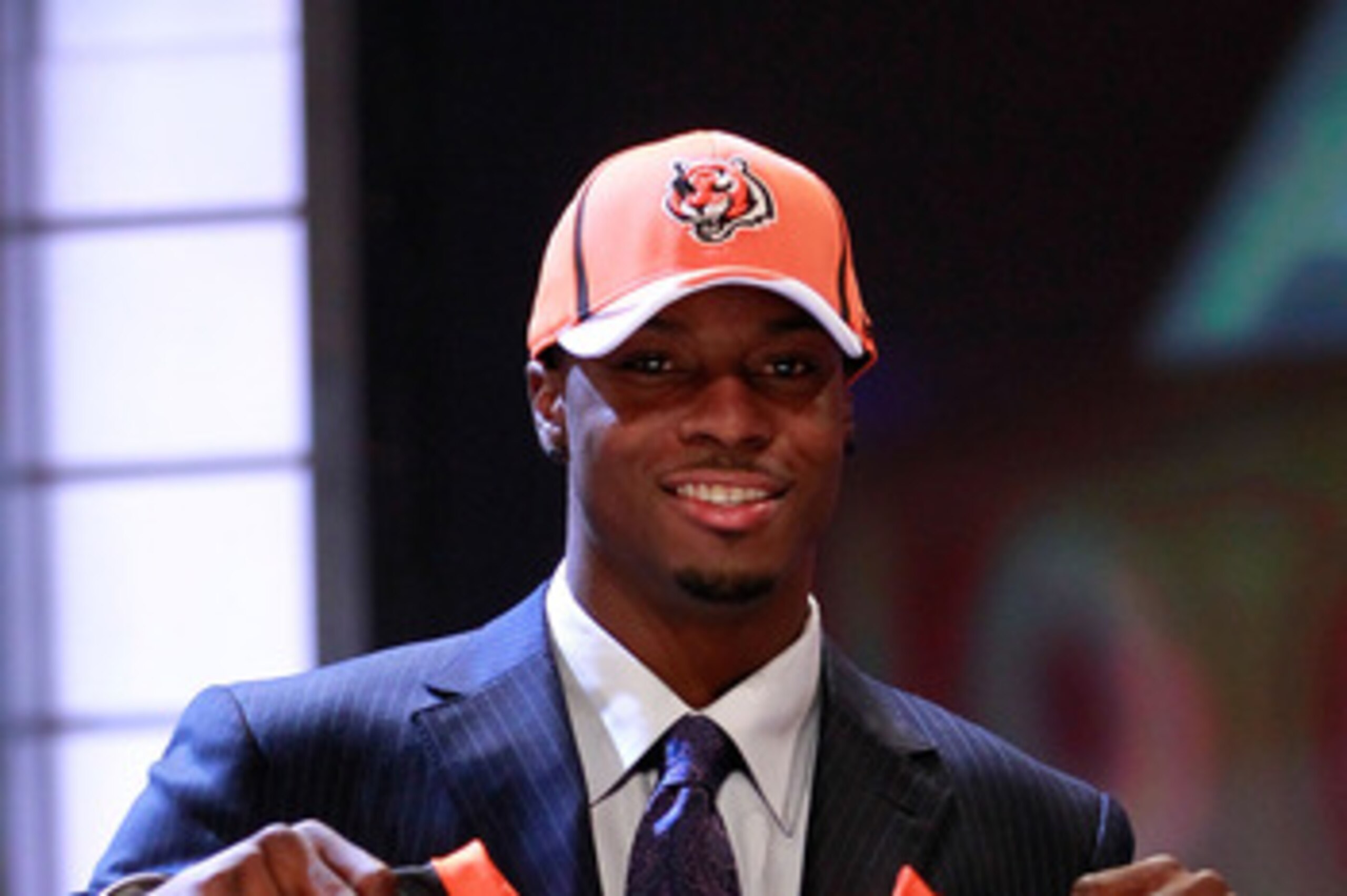 NEW YORK, NY - APRIL 28:  A.J. Green, #4 overall pick by the Cincinnati Bengals, holds up a jersey after he was drafted during the 2011 NFL Draft at Radio City Music Hall on April 28, 2011 in New York City.  (Photo by Chris Trotman/Getty Images)