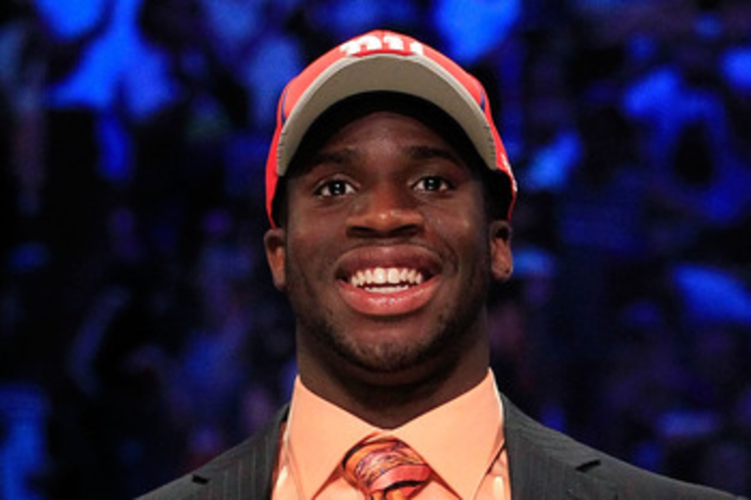 NEW YORK, NY - APRIL 28:  Prince Amukamara, #19 overall pick by the New York Giants, holds up a jersey on stage during the 2011 NFL Draft at Radio City Music Hall on April 28, 2011 in New York City.  (Photo by Chris Trotman/Getty Images)