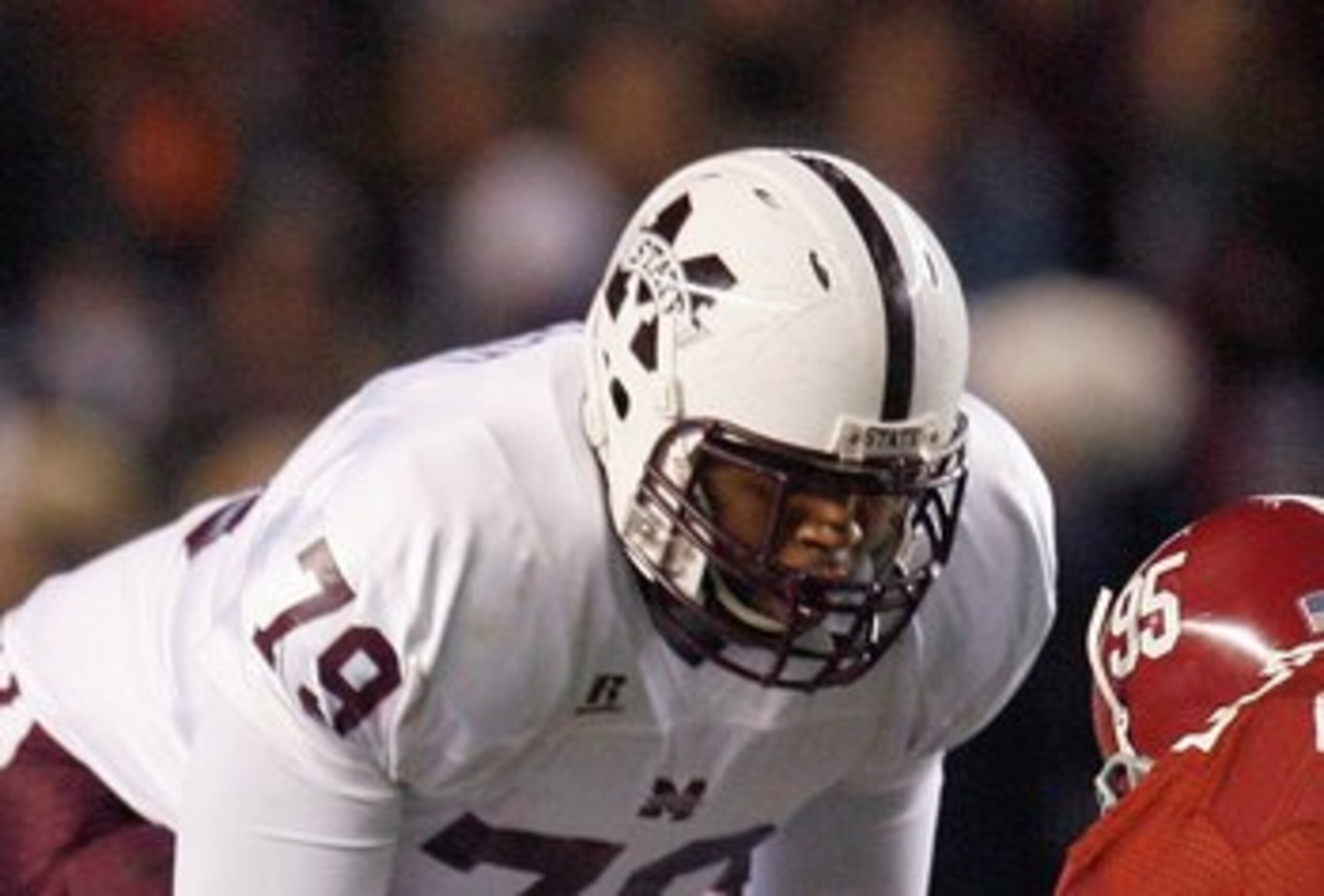 TUSCALOOSA, AL - NOVEMBER 15:  J.C. Brignone #70 and Derek Sherrod #79of the Mississippi State Bulldogs get ready on the line of scrimmage during the game against the Alabama Crimson Tide at Bryant-Denny Stadium on November 15, 2008 in Tuscaloosa, Alabama