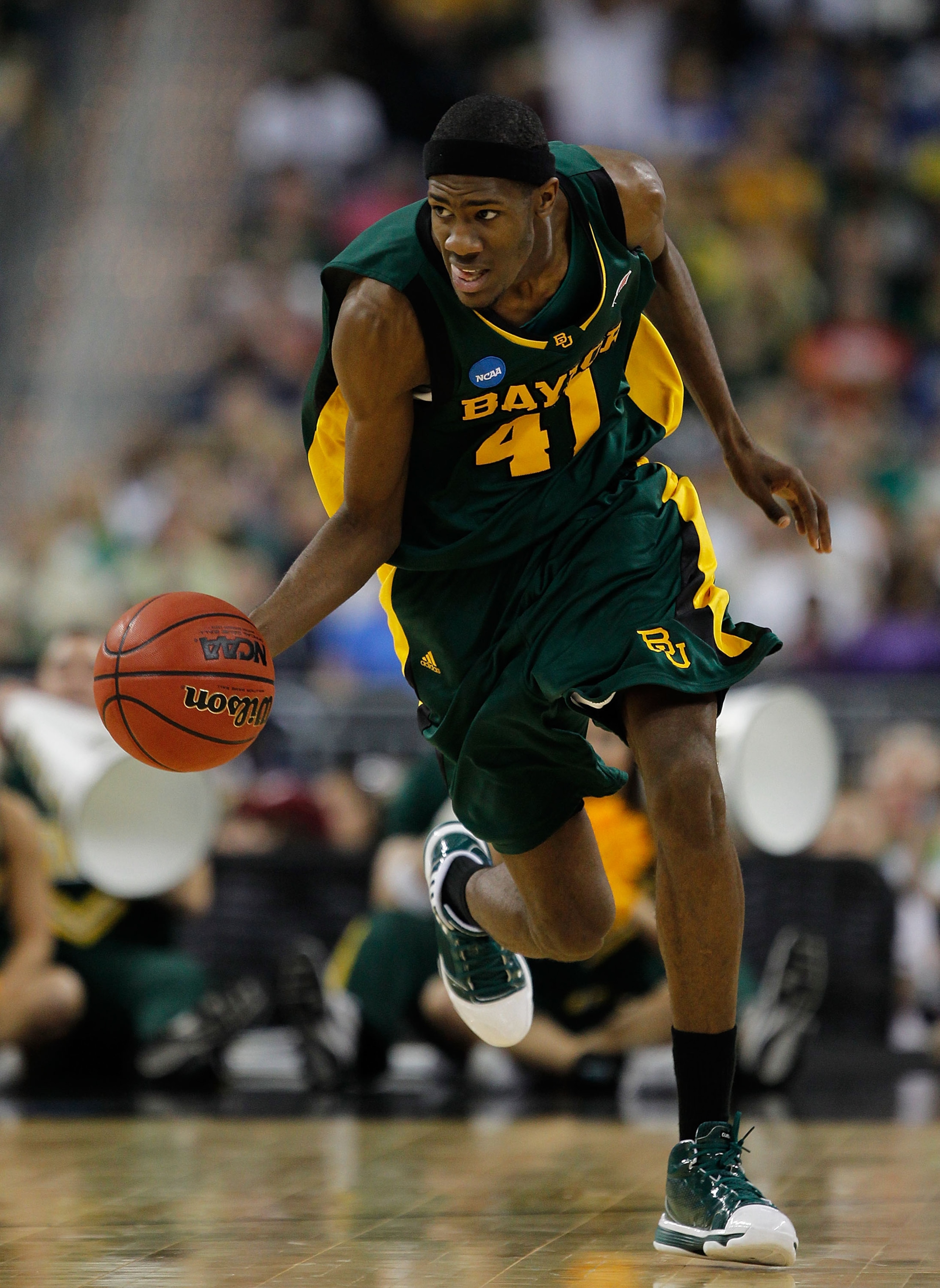 HOUSTON - MARCH 28: Anthony Jones #41 of the Baylor Bears breaks up the court after a steal against the Duke Blue Devils during the south regional final of the 2010 NCAA men's basketball tournament at Reliant Stadium on March 28, 2010 in Houston, Texas. ( HOUSTON - MARCH 28: Anthony Jones #41 of the Baylor Bears breaks up the court after a steal against the Duke Blue Devils during the south regional final of the 2010 NCAA men's basketball tournament at Reliant Stadium on March 28, 2010 in Houston, Texas. (