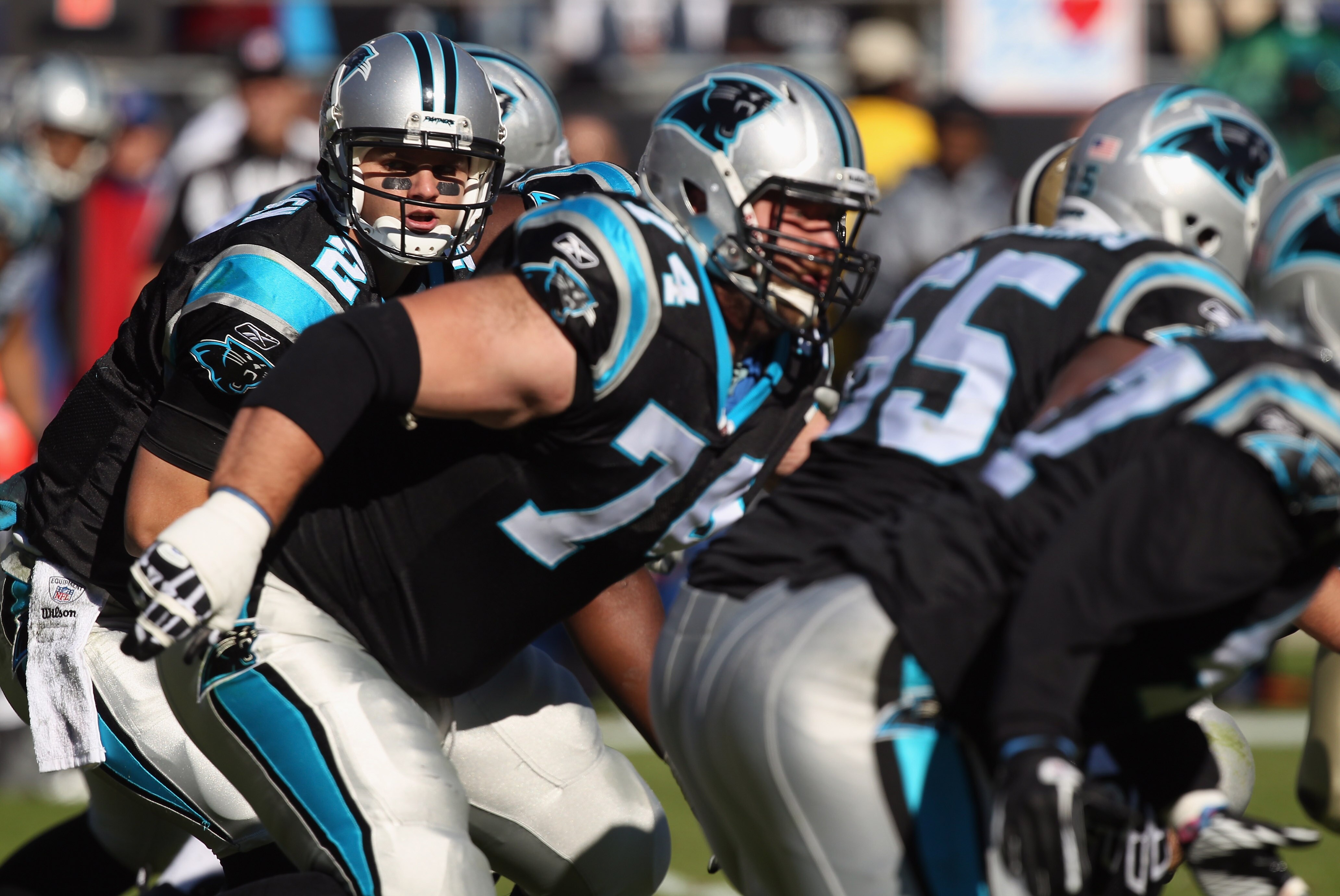 CHARLOTTE, NC - NOVEMBER 07:  Jimmy Clausen #2 of the Carolina Panthers against the New Orleans Saints during their game at Bank of America Stadium on November 7, 2010 in Charlotte, North Carolina.  (Photo by Streeter Lecka/Getty Images)