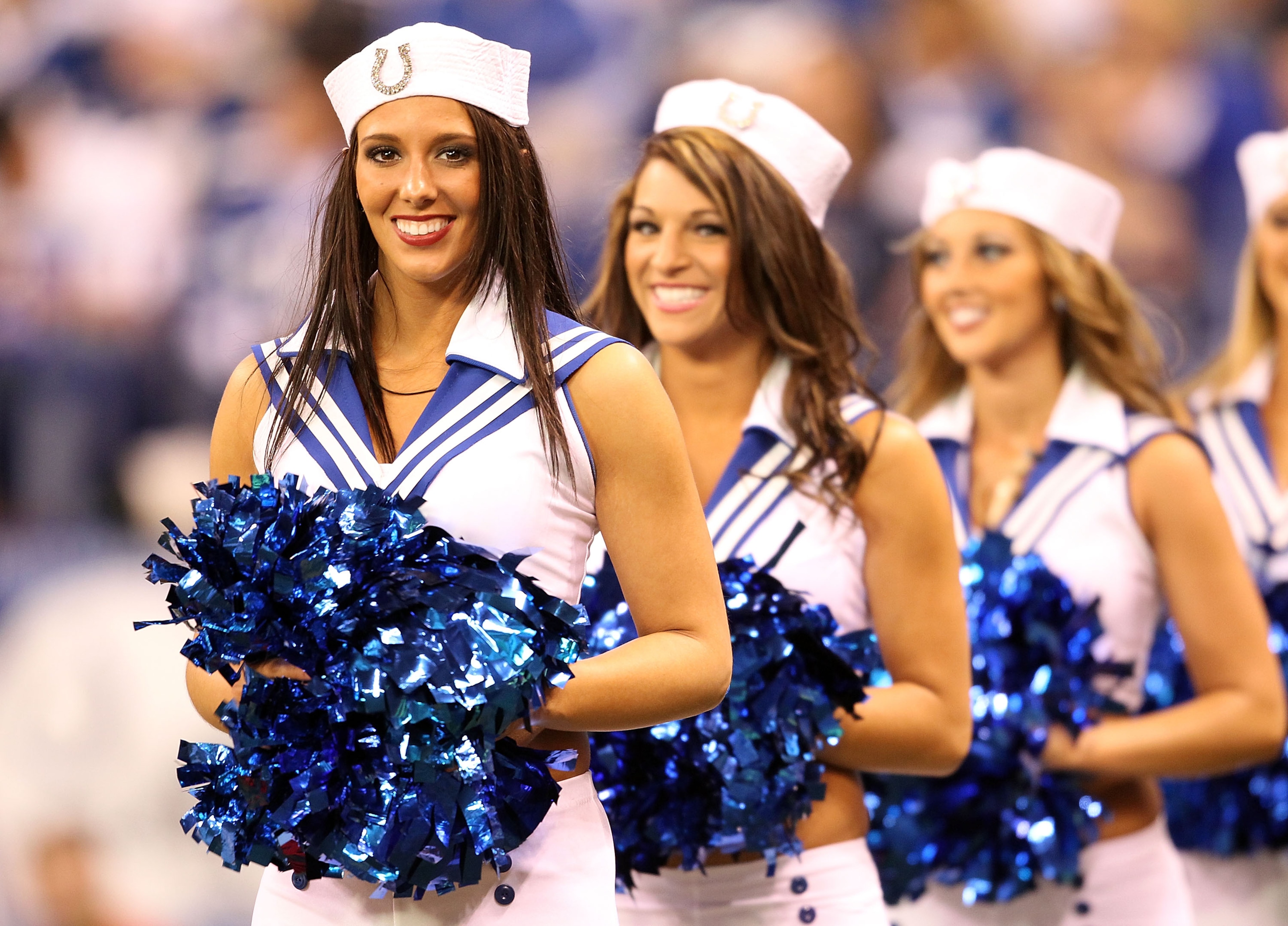INDIANAPOLIS - NOVEMBER 14:  The Indianapolis Colts cheerleaders perform during the NFL game against the Cincinnati Bengals at Lucas Oil Stadium on November 14, 2010 in Indianapolis, Indiana.  (Photo by Andy Lyons/Getty Images)