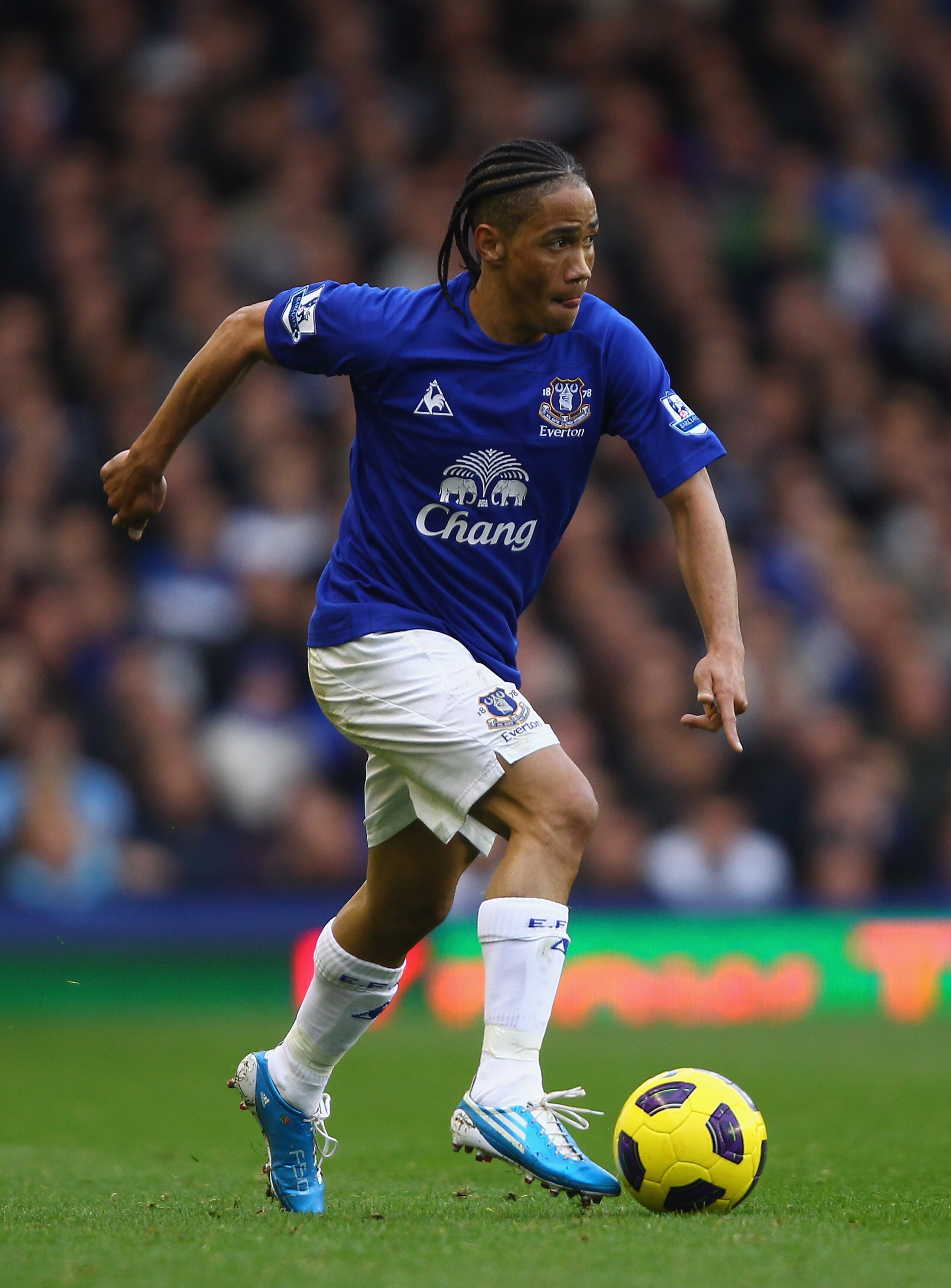 LIVERPOOL, ENGLAND - OCTOBER 30:  Steven Pienaar of Everton in action during the Barclays Premier League match between Everton and Stoke City at Goodison Park on October 30, 2010 in Liverpool, England.  (Photo by Clive Brunskill/Getty Images)