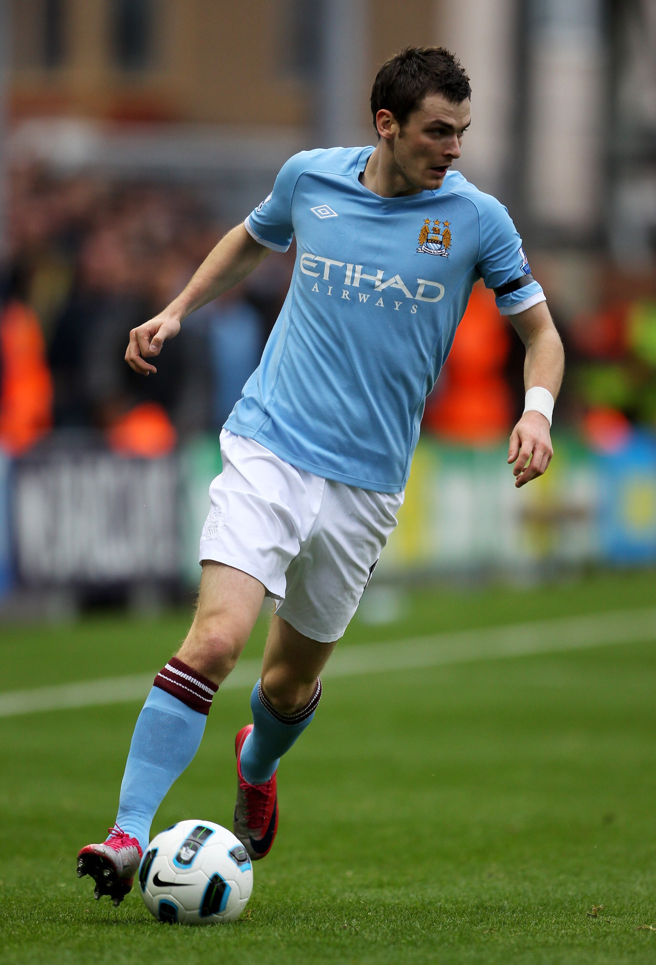 BLACKPOOL, ENGLAND - OCTOBER 17:  Adam Johnson of Manchester City in action during the Barclays Premiership match between Blackpool and Manchester City at Bloomfield Road on October 17, 2010 in Blackpool, England.  (Photo by Alex Livesey/Getty Images)
