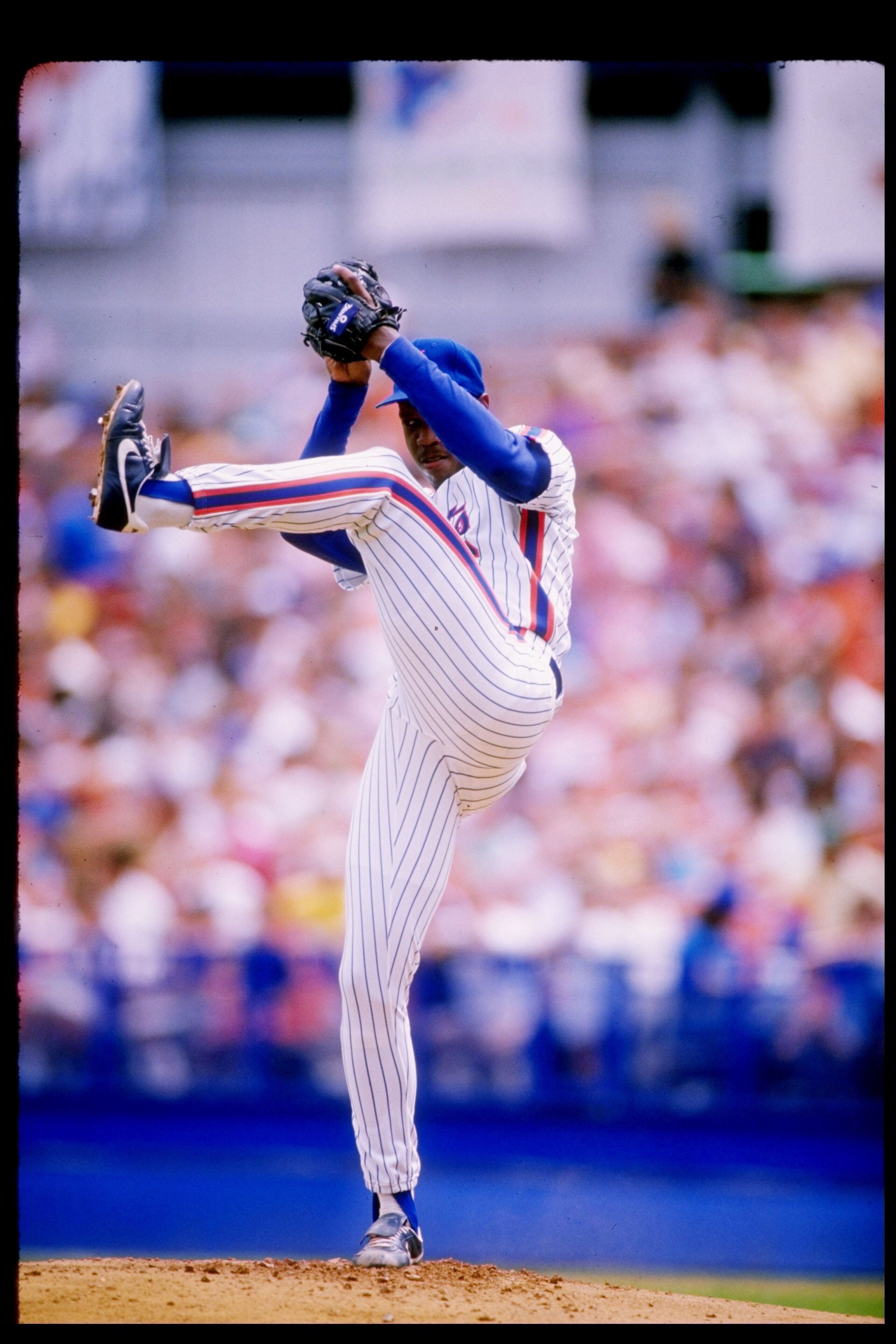 Pitcher Dwight Gooden of the New York Mets in action during a game at Shea Stadium in Flushing, New York.