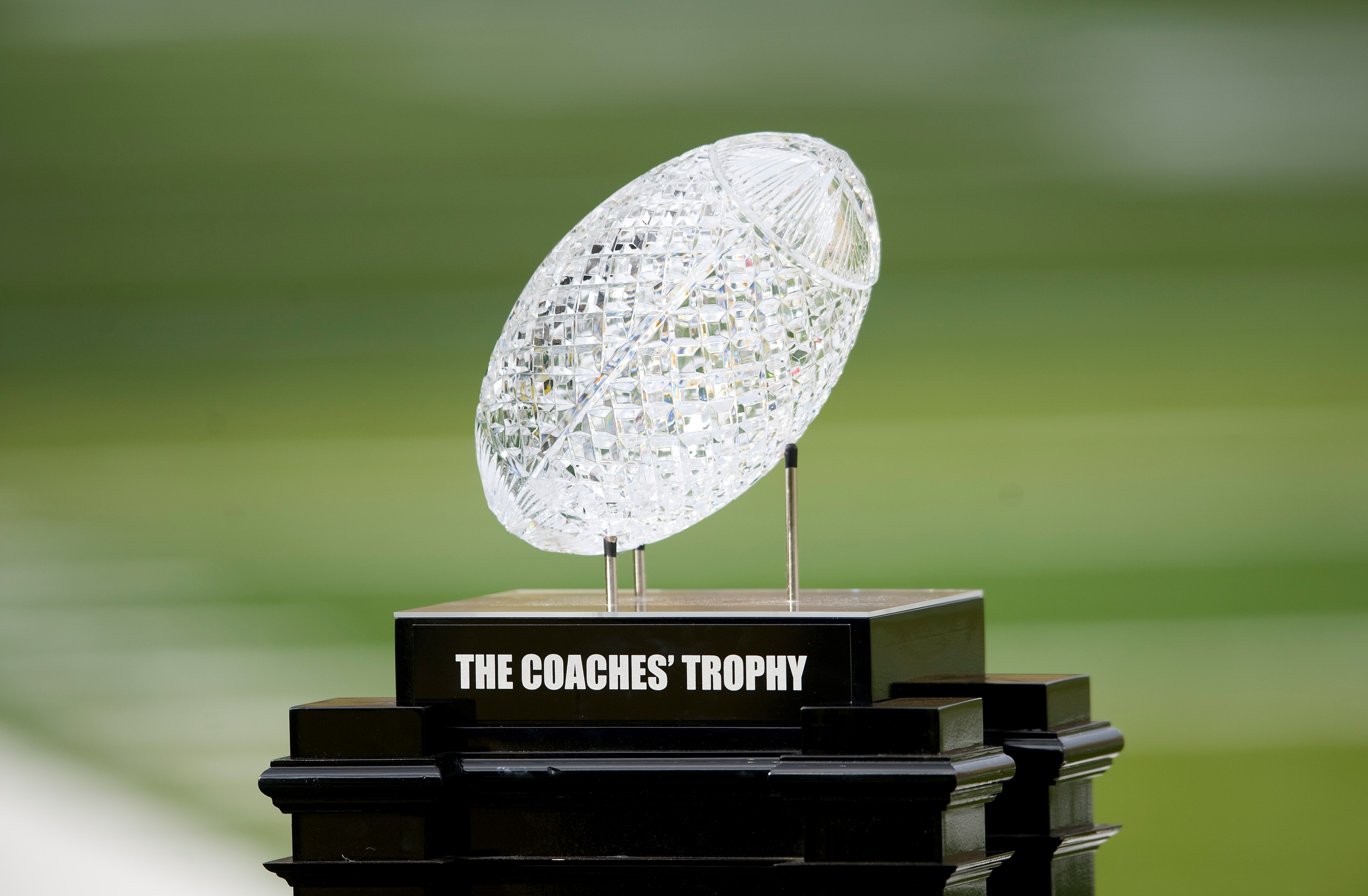 EUGENE, OR - NOVEMBER 06: The AFCA National Championship Trophy is displayed on the the field before the game between the Oregon Ducks and the Washington Huskies at Autzen Stadium on November 6, 2010 in Eugene, Oregon. (Photo by Steve Dykes/Getty Images)