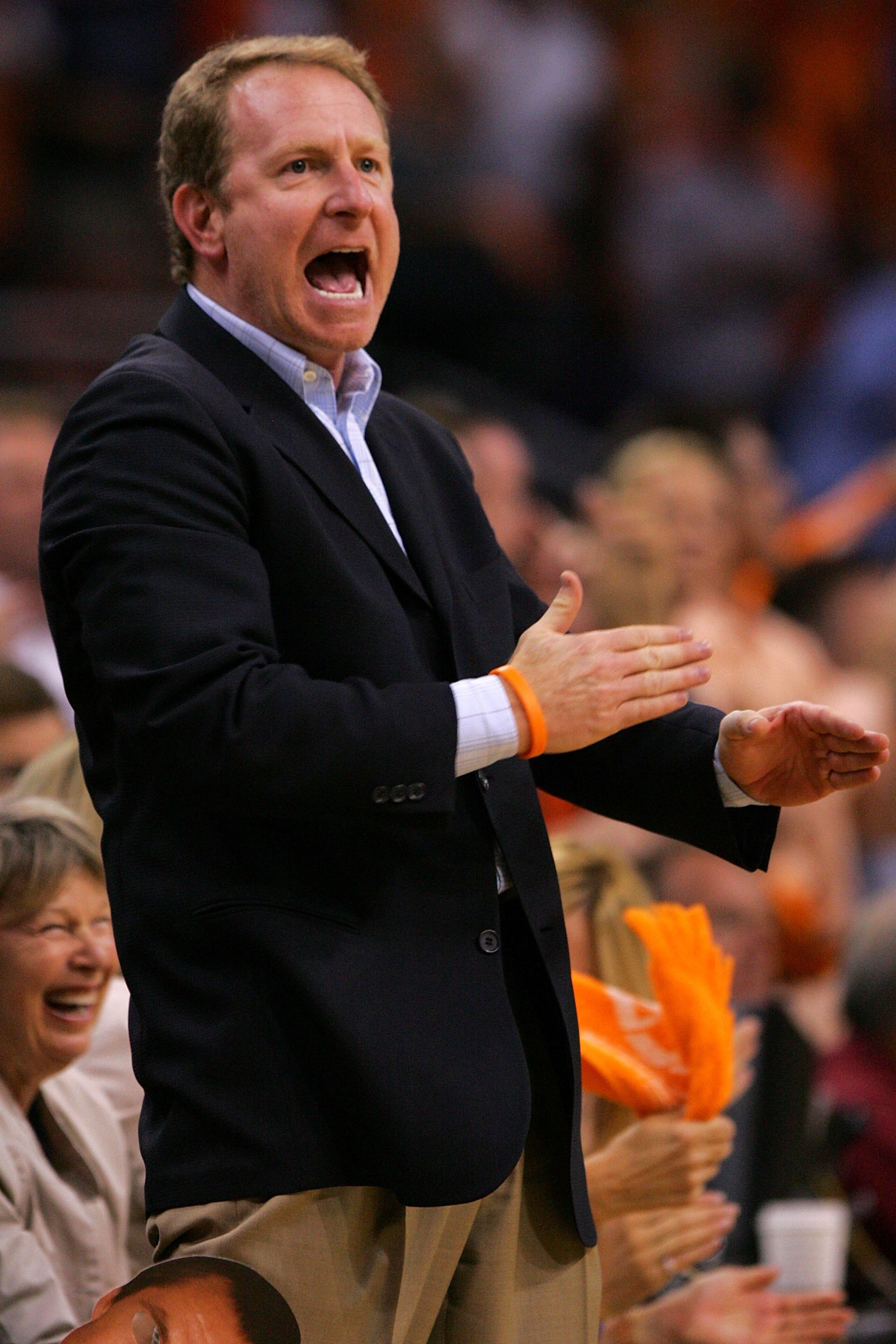 PHOENIX - MAY 16:  Phoenix Suns owner Robert Sarver reacts during the game against the San Antonio Spurs in Game Five of the Western Conference Semifinals during the 2007 NBA Playoffs at US Airways Center on May 16, 2007 in Phoenix, Arizona. NOTE TO USER: