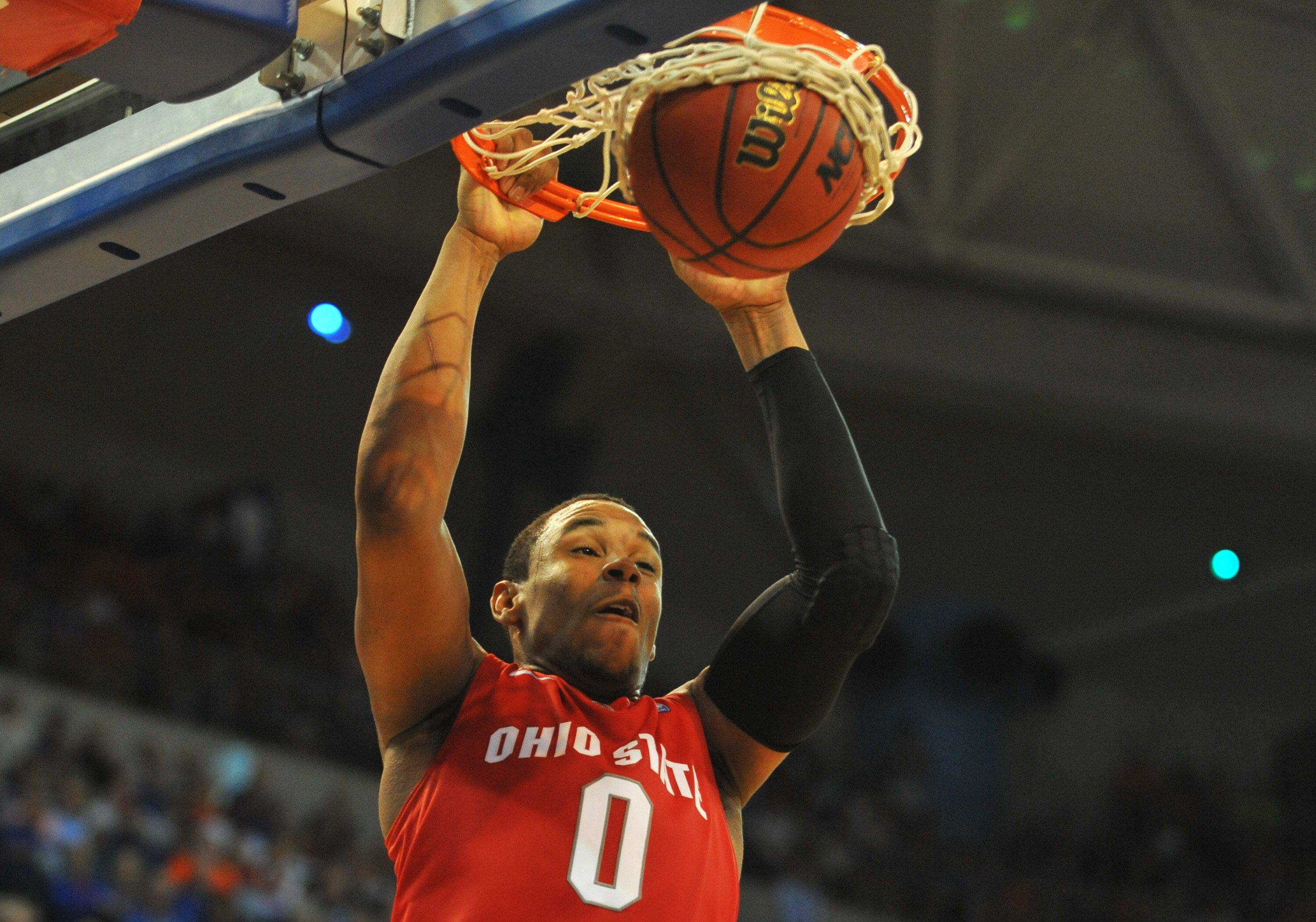 GAINESVILLE, FL - NOVEMBER 16: Forward Jared Sullinger #0 of the Ohio State Buckeyes scores against the Florida Gators November 16, 2010 at the Stephen C. O'Connell Center in Gainesville, Florida. (Photo by Al Messerschmidt/Getty Images) GAINESVILLE, FL - NOVEMBER 16: Forward Jared Sullinger #0 of the Ohio State Buckeyes scores against the Florida Gators November 16, 2010 at the Stephen C. O'Connell Center in Gainesville, Florida. (Photo by Al Messerschmidt/Getty Images)