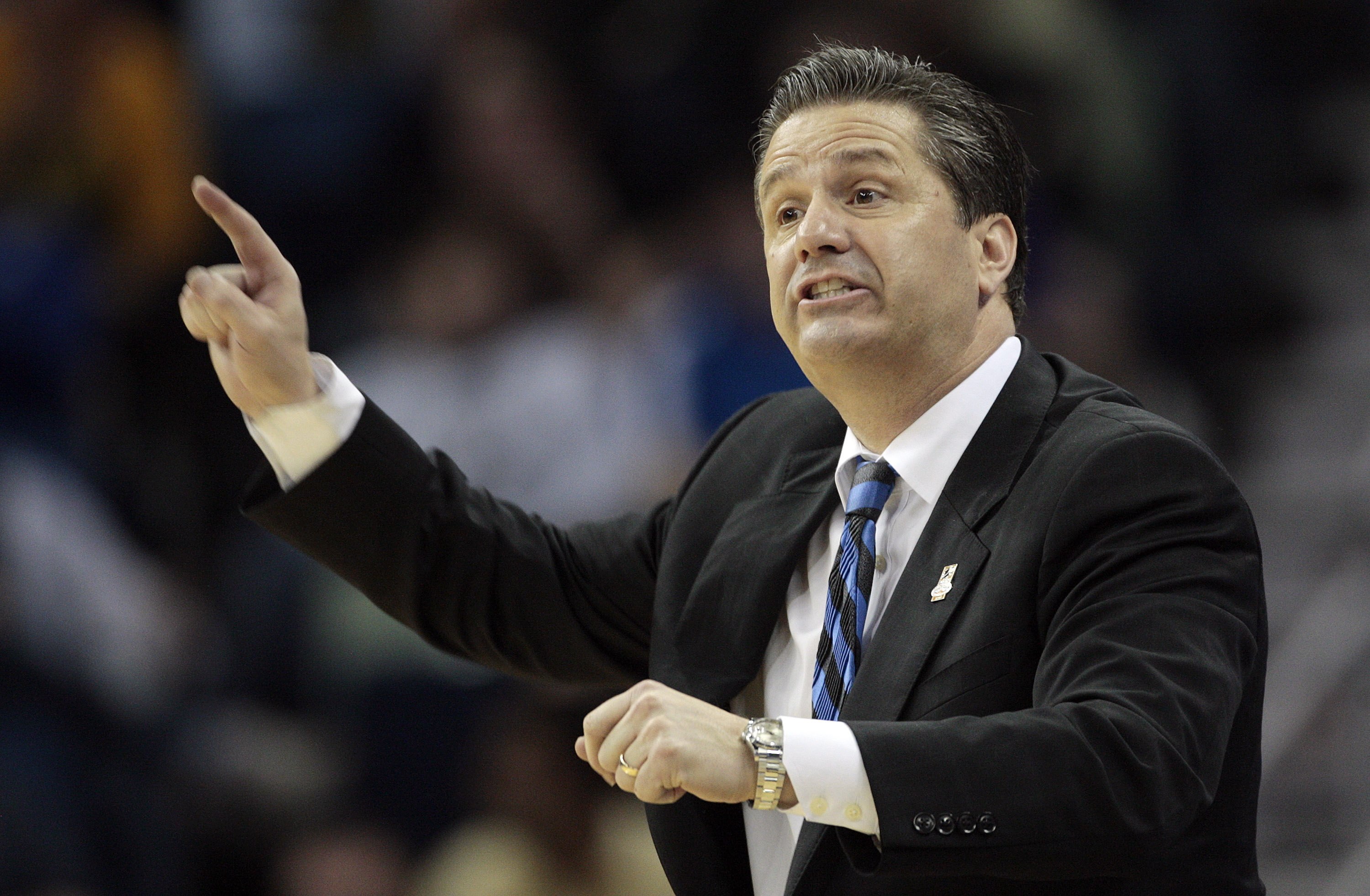 NEW ORLEANS - MARCH 20: Coach John Calipari of the Kentucky Wildcats talks to his team during the second round of the 2010 NCAA men's basketball tournament at the New Orleans Arena on March 20, 2010 in New Orleans, Louisiana. (Photo by Dave Martin/Getty NEW ORLEANS - MARCH 20: Coach John Calipari of the Kentucky Wildcats talks to his team during the second round of the 2010 NCAA men's basketball tournament at the New Orleans Arena on March 20, 2010 in New Orleans, Louisiana. (Photo by Dave Martin/Getty