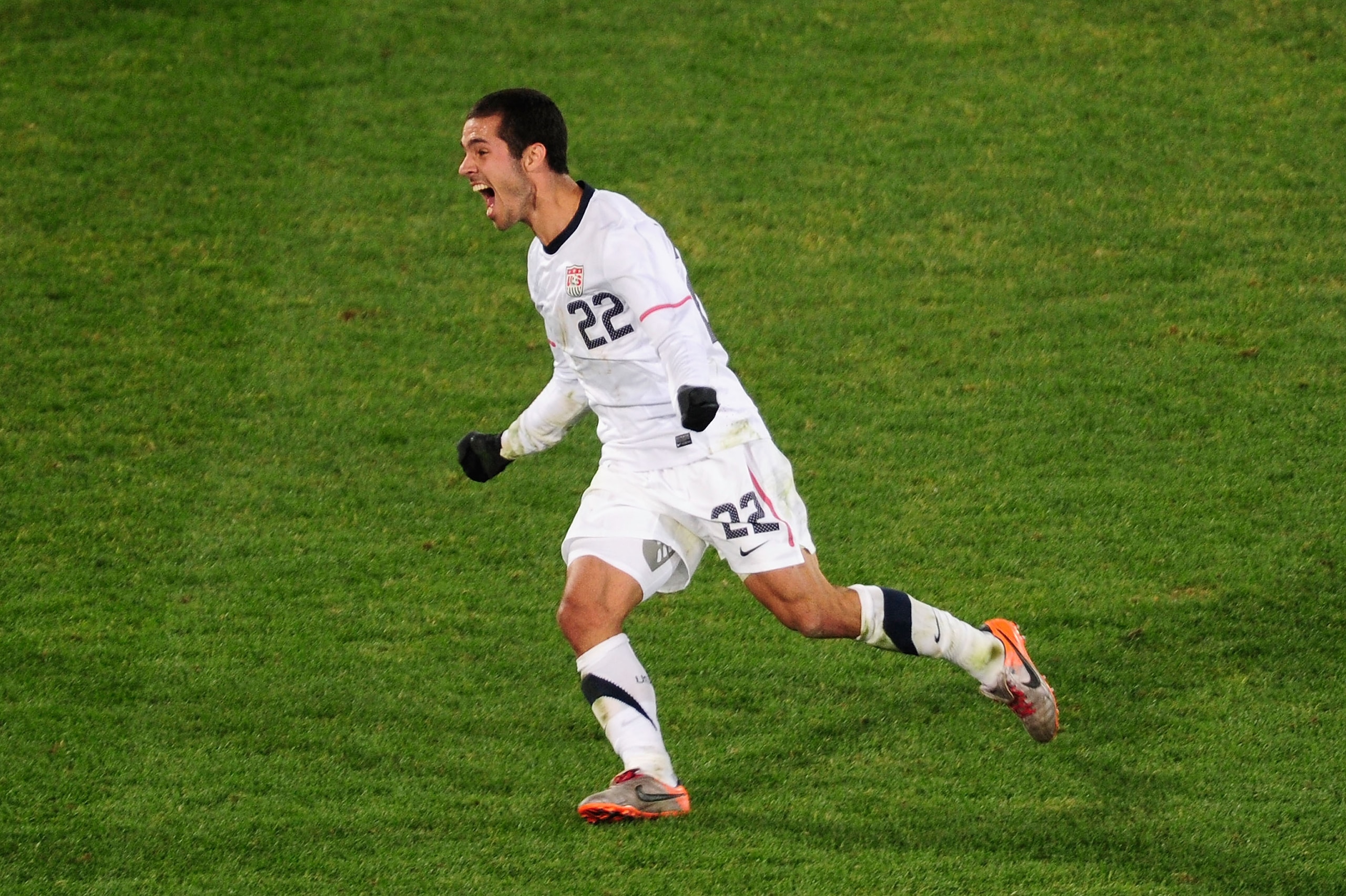 PRETORIA, SOUTH AFRICA - JUNE 23:  Benny Feilhaber of the United States celebrates the victory that sends the USA through to the second round in the 2010 FIFA World Cup South Africa Group C match between USA and Algeria at the Loftus Versfeld Stadium on J