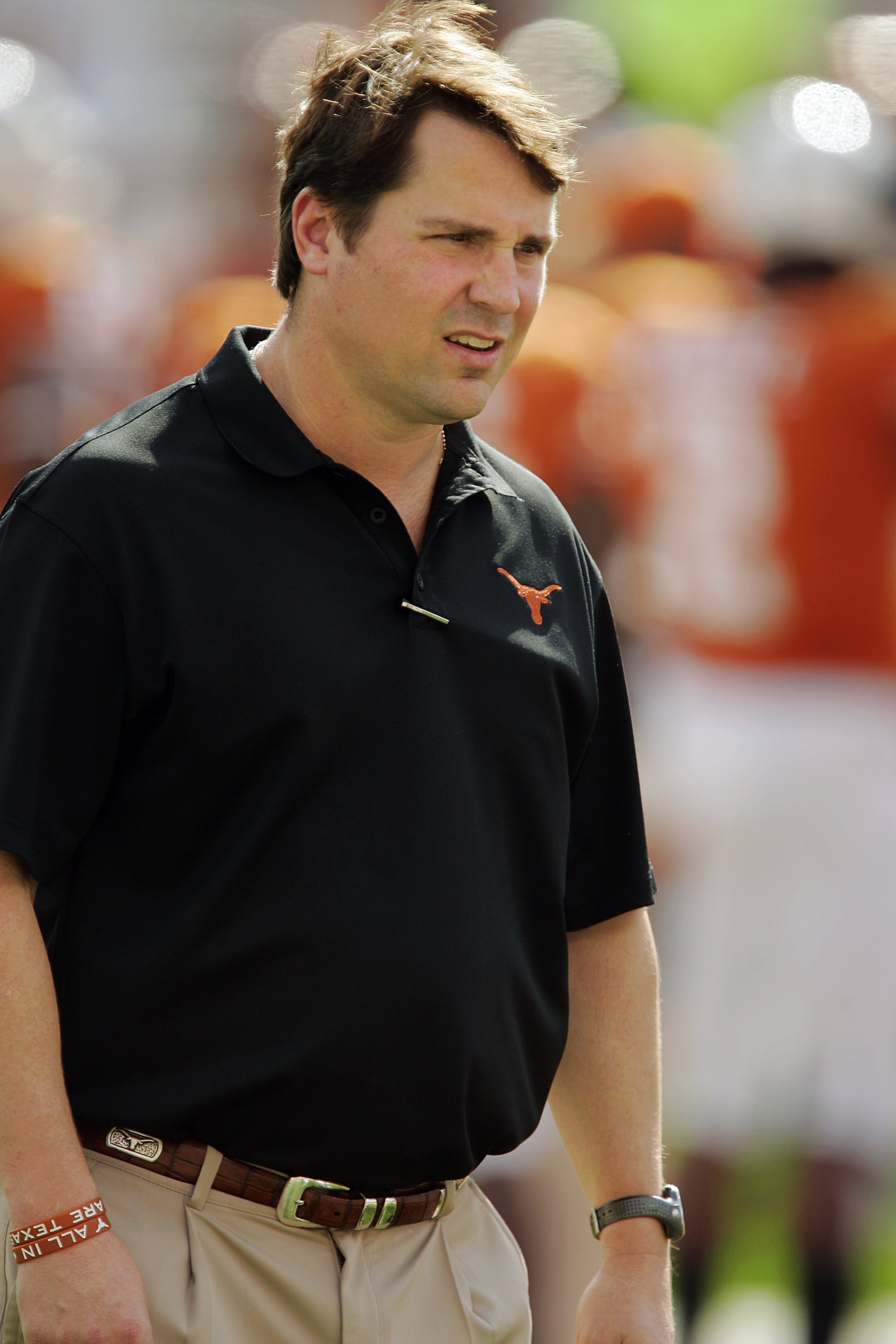 AUSTIN, TX - NOVEMBER 07: Defensive coordinator Will Muschamp of the Texas Longhorns watches the defense prepare against the UCF Knights on November 7, 2009 at Darrell K Royal - Texas Memorial Stadium in Austin, Texas. Texas won 35-3. (Photo by Brian B AUSTIN, TX - NOVEMBER 07: Defensive coordinator Will Muschamp of the Texas Longhorns watches the defense prepare against the UCF Knights on November 7, 2009 at Darrell K Royal - Texas Memorial Stadium in Austin, Texas. Texas won 35-3. (Photo by Brian B