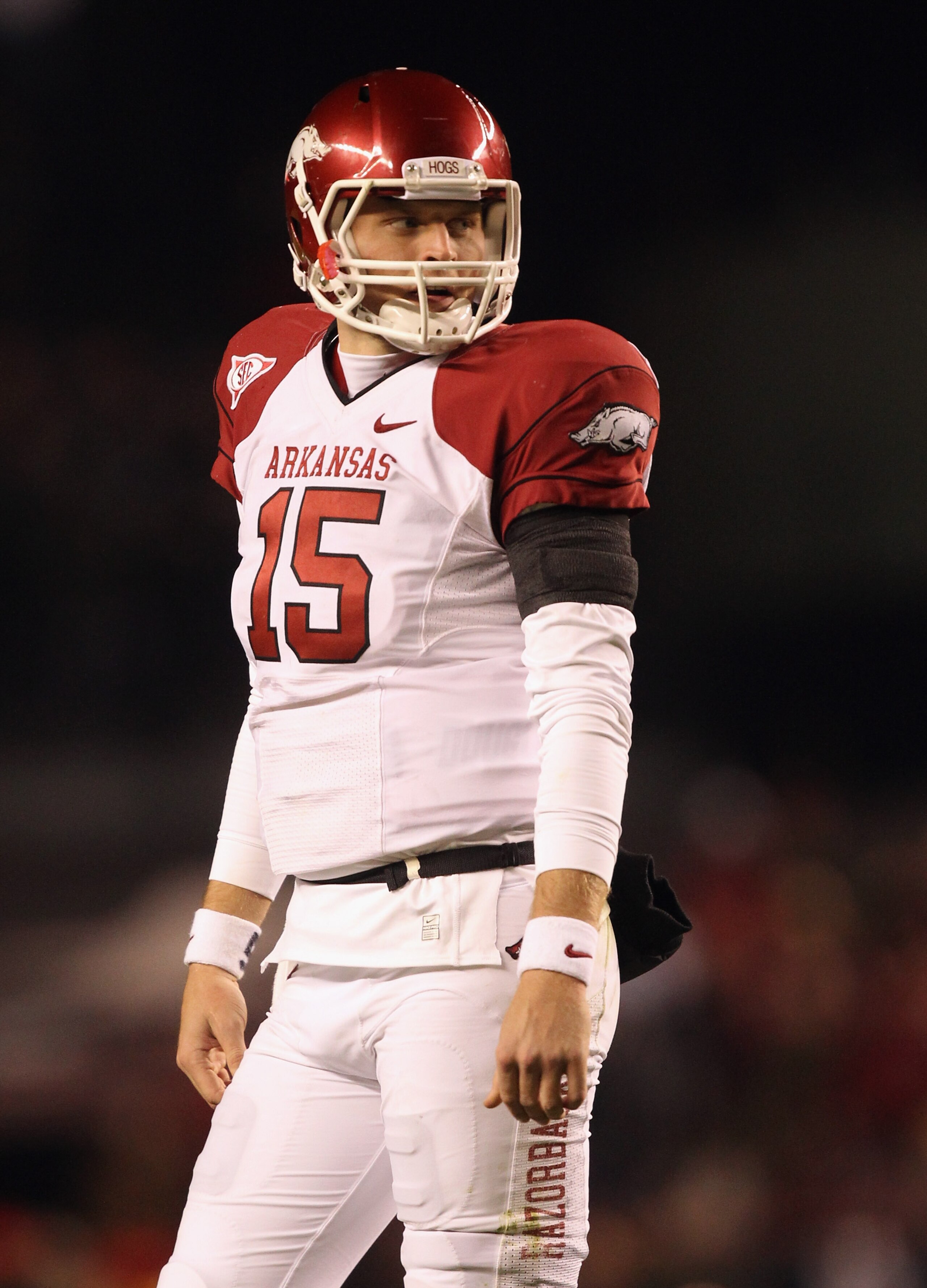 COLUMBIA, SC - NOVEMBER 06: Ryan Mallett #15 of the Arkansas Razorbacks against the South Carolina Gamecocks during their game at Williams-Brice Stadium on November 6, 2010 in Columbia, South Carolina. (Photo by Streeter Lecka/Getty Images) COLUMBIA, SC - NOVEMBER 06: Ryan Mallett #15 of the Arkansas Razorbacks against the South Carolina Gamecocks during their game at Williams-Brice Stadium on November 6, 2010 in Columbia, South Carolina. (Photo by Streeter Lecka/Getty Images)