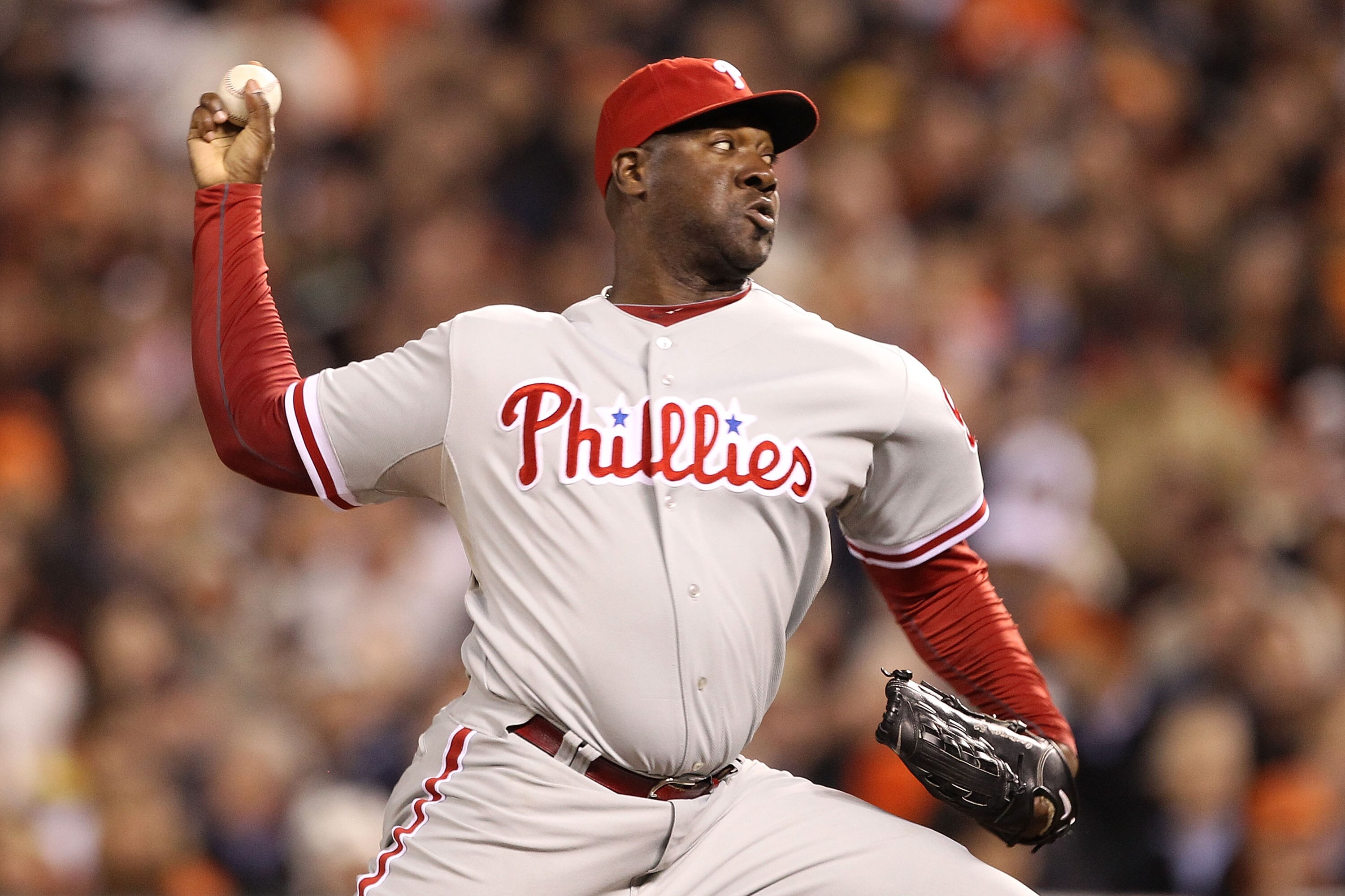 SAN FRANCISCO - OCTOBER 21:  Jose Contreras #52 of the Philadelphia Phillies throws a pitch against the San Francisco Giants in the seventh inning of Game Five of the NLCS during the 2010 MLB Playoffs at AT&T Park on October 21, 2010 in San Francisco, Cal