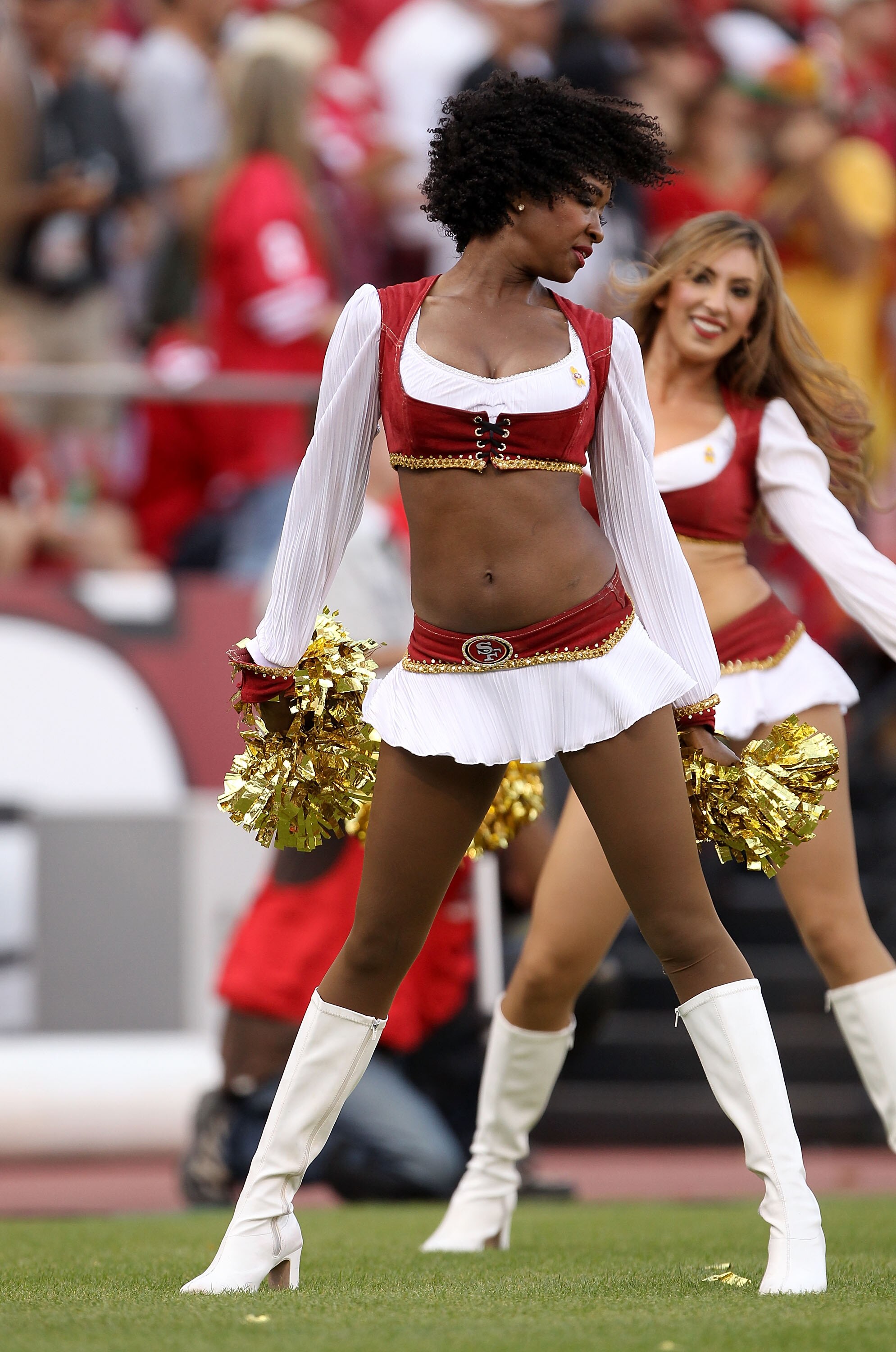 SAN FRANCISCO - NOVEMBER 14:  Members of the Gold Rush cheerleaders perform during the St. Louis Rams game against the San Francisco 49ers at Candlestick Park on November 14, 2010 in San Francisco, California.  (Photo by Ezra Shaw/Getty Images)