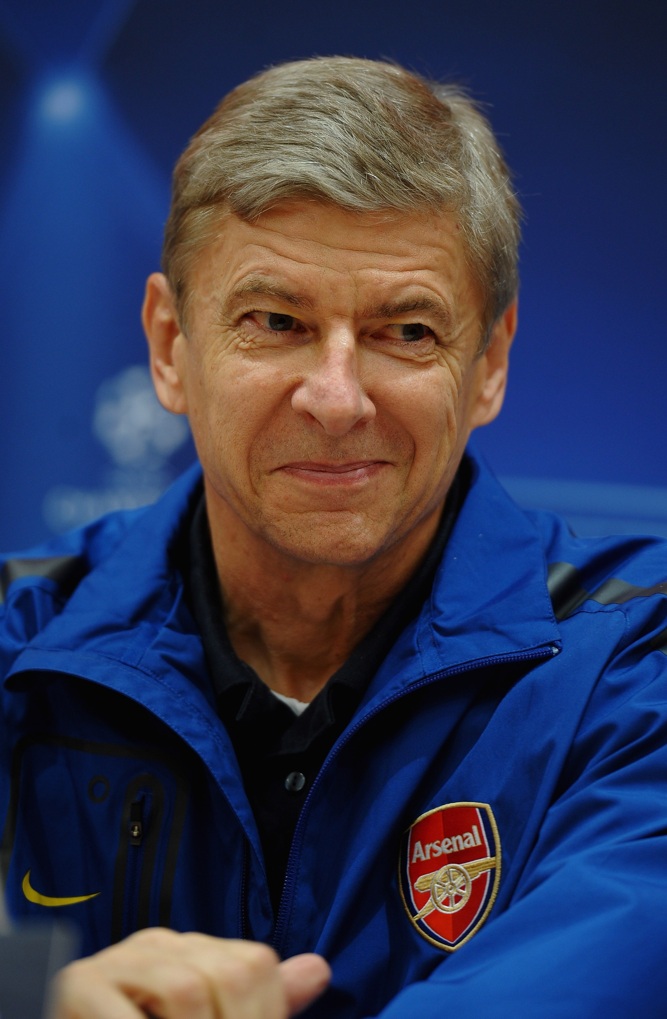 DONETSK, UKRAINE - NOVEMBER 02:  Arsene Wenger of Arsenal faces the Media during a Press conference ahead of the UEFA Champions League Group H match against Shakhtar Donetsk at the Donbass Arena on November 2, 2010 in Donetsk, Ukraine.  (Photo by Laurence