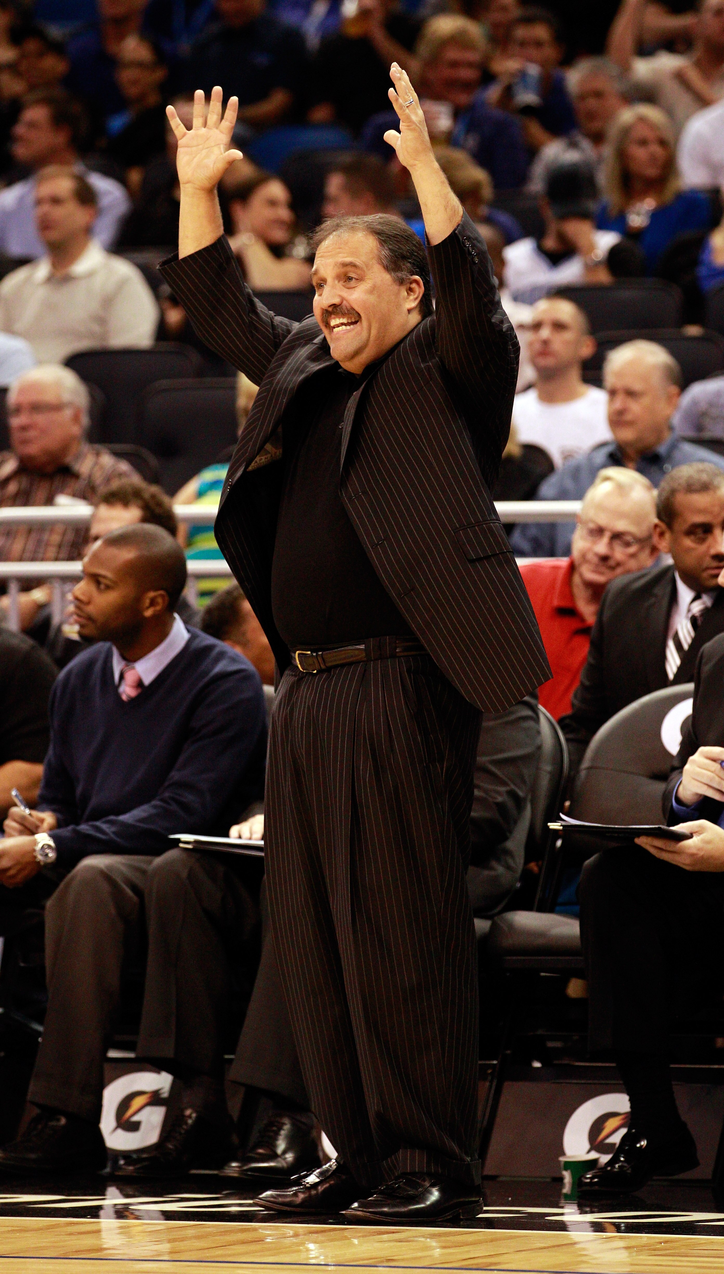 ORLANDO, FL - NOVEMBER 03:  Head coach Stan Van Gundy of the Orlando Magic calls out instructions during the game against the Minnesota Timberwolves at Amway Arena on November 3, 2010 in Orlando, Florida.  NOTE TO USER: User expressly acknowledges and agr