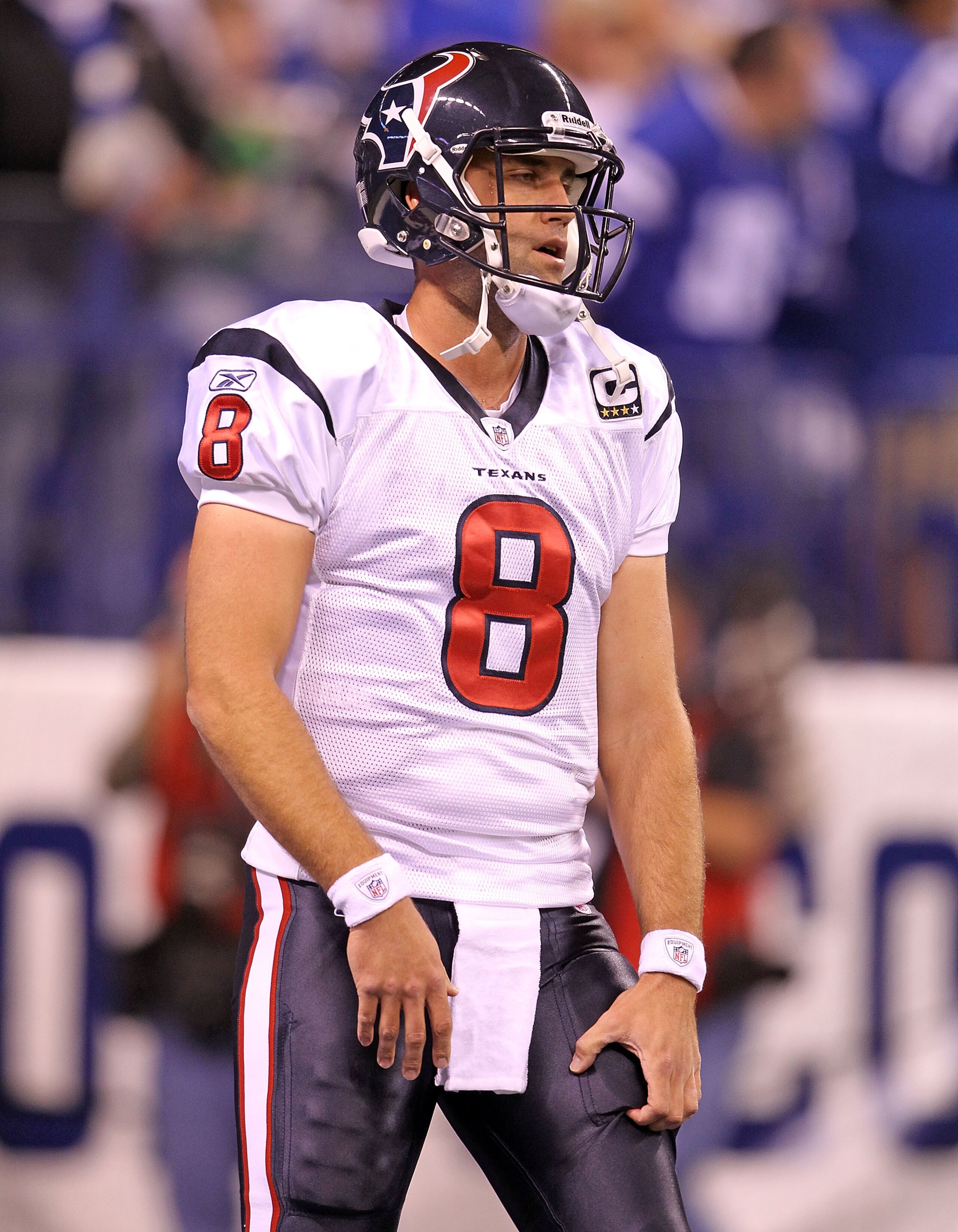 INDIANAPOLIS - NOVEMBER 01: Matt Schaub #8 of Houston Texans prepares for the game during warm-ups before the NFL game against the Indianapolis Colts at Lucas Oil Stadium on November 1, 2010 in Indianapolis, Indiana. (Photo by Andy Lyons/Getty Images) INDIANAPOLIS - NOVEMBER 01: Matt Schaub #8 of Houston Texans prepares for the game during warm-ups before the NFL game against the Indianapolis Colts at Lucas Oil Stadium on November 1, 2010 in Indianapolis, Indiana. (Photo by Andy Lyons/Getty Images)