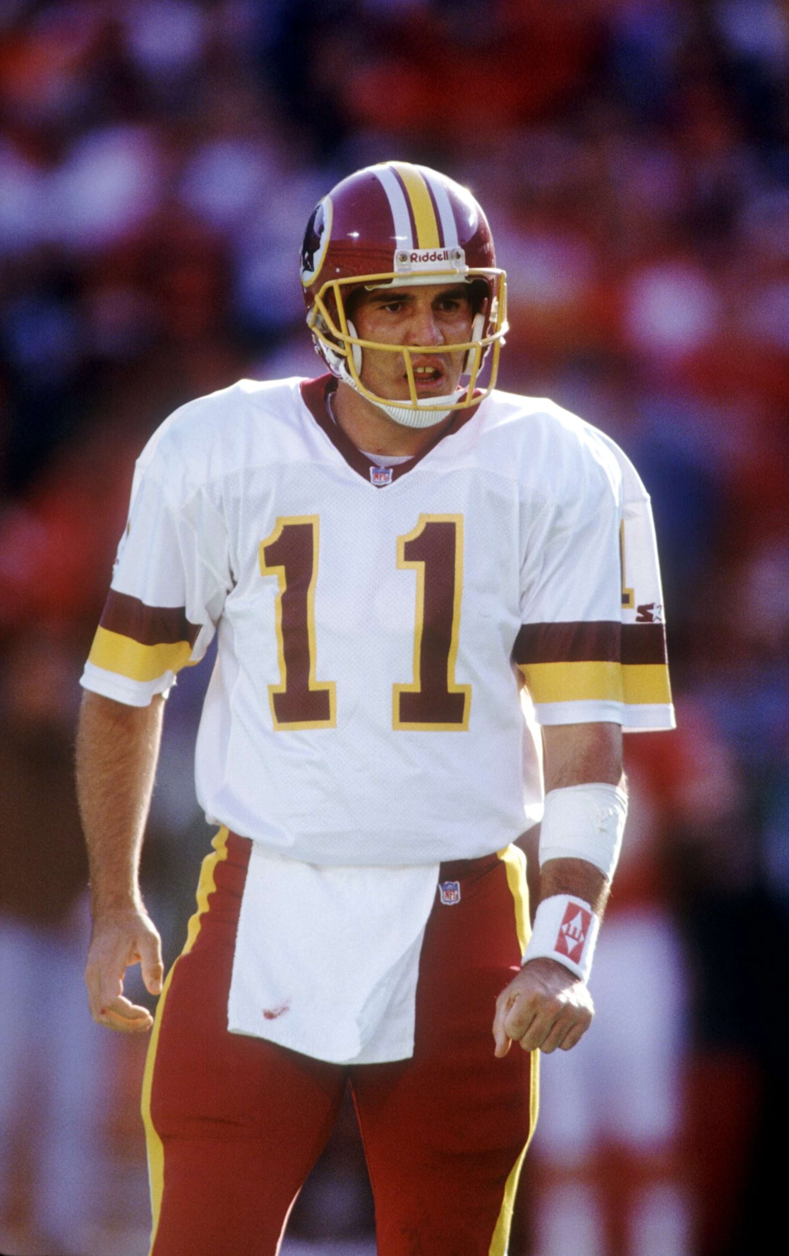 Washington Redskins quarterback Mark Rypien on the field during a game against the Chiefs. Mandatory Credit: Earl Richardson/ALLSPORT Washington Redskins quarterback Mark Rypien on the field during a game against the Chiefs. Mandatory Credit: Earl Richardson/ALLSPORT