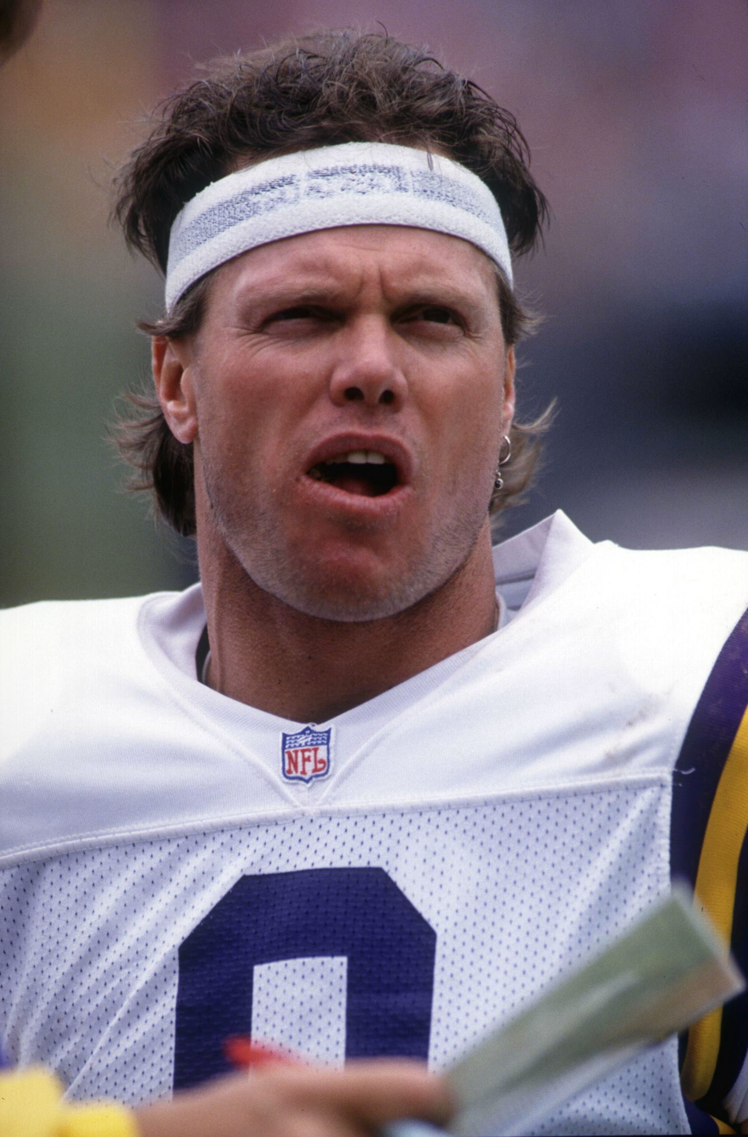 A candid sideline portrait of Minnesots Vikings QB Jim McMahon. Mandatory Credit: Otto Greule/ALLSPORT A candid sideline portrait of Minnesots Vikings QB Jim McMahon. Mandatory Credit: Otto Greule/ALLSPORT