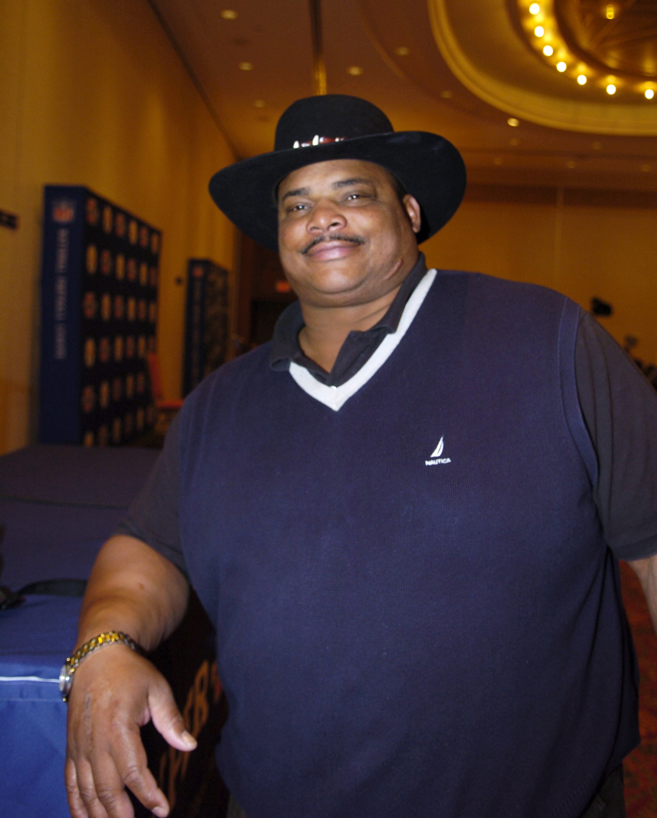Former Chicago Bears player William 'The Refridgerator' Perry at the Welcome to Detroit press conference at the Super Bowl XL Media Center at the Renaissance Center in Detroit, Michigan on January 30, 2006. (Photo by Al Messerschmidt/Getty Images) Former Chicago Bears player William 'The Refridgerator' Perry at the Welcome to Detroit press conference at the Super Bowl XL Media Center at the Renaissance Center in Detroit, Michigan on January 30, 2006. (Photo by Al Messerschmidt/Getty Images)