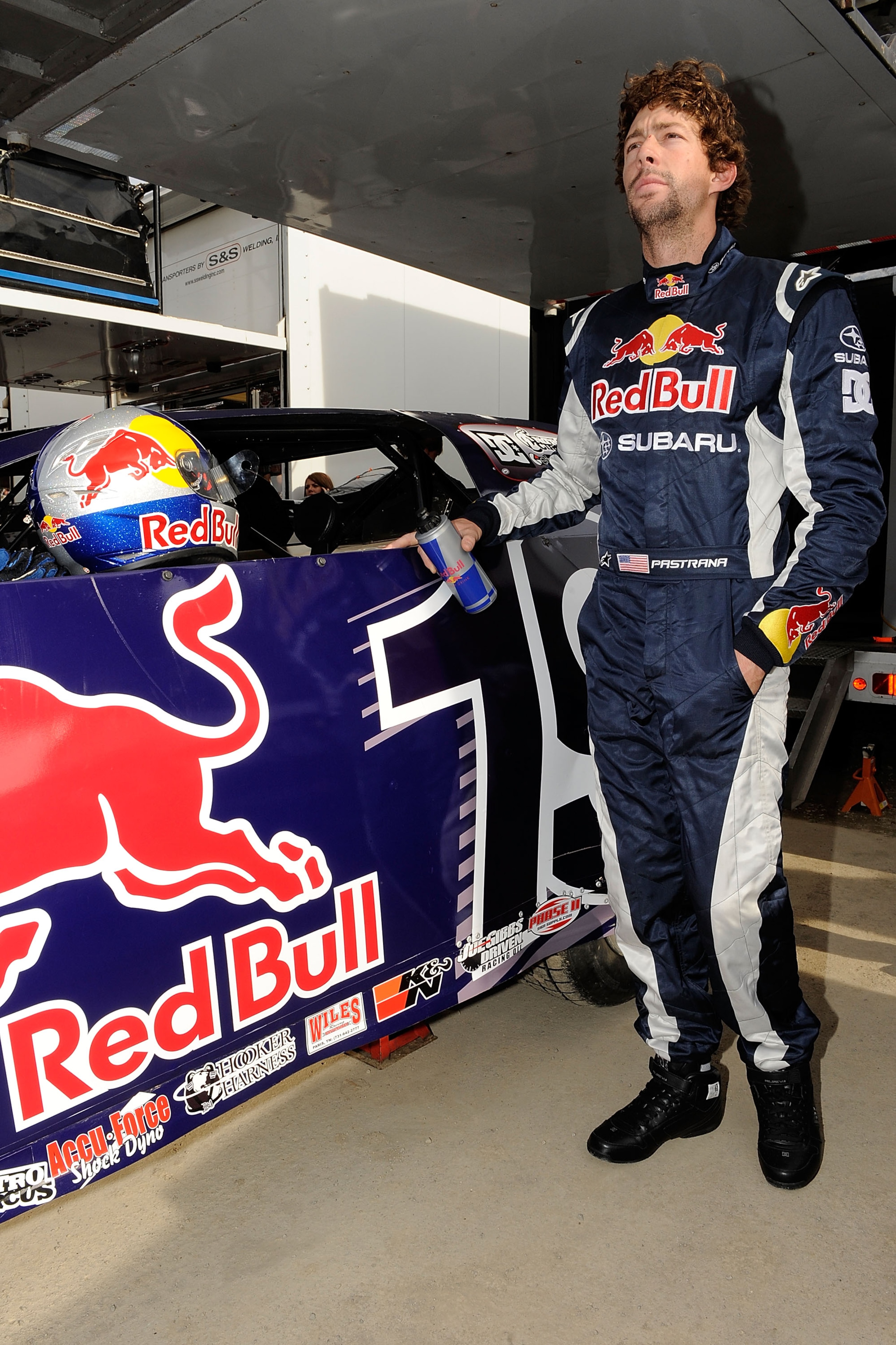 ROSSBURG, OH - JUNE 09: Travis Pastrana, driver of the #199 Red Bull late model Subaru, stands on pit road prior to the Gillette Fusion ProGlide Prelude to the Dream at Eldora Speedway on June 9, 2010 in Rossburg, Ohio. (Photo by John Harrelson/Getty Im ROSSBURG, OH - JUNE 09: Travis Pastrana, driver of the #199 Red Bull late model Subaru, stands on pit road prior to the Gillette Fusion ProGlide Prelude to the Dream at Eldora Speedway on June 9, 2010 in Rossburg, Ohio. (Photo by John Harrelson/Getty Im