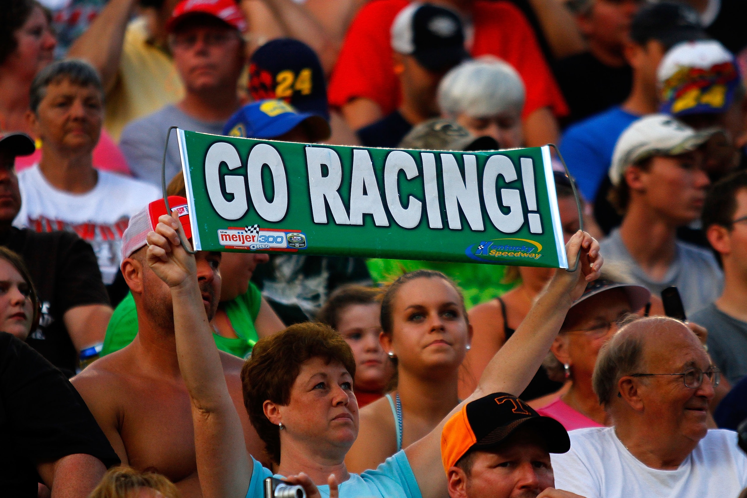 BRISTOL, TN - AUGUST 21:  fans watch pre-race ceremonies prior to the NASCAR Sprint Cup Series IRWIN Tools Night Race at Bristol Motor Speedway on August 21, 2010 in Bristol, Tennessee.  (Photo by Jason Smith/Getty Images)