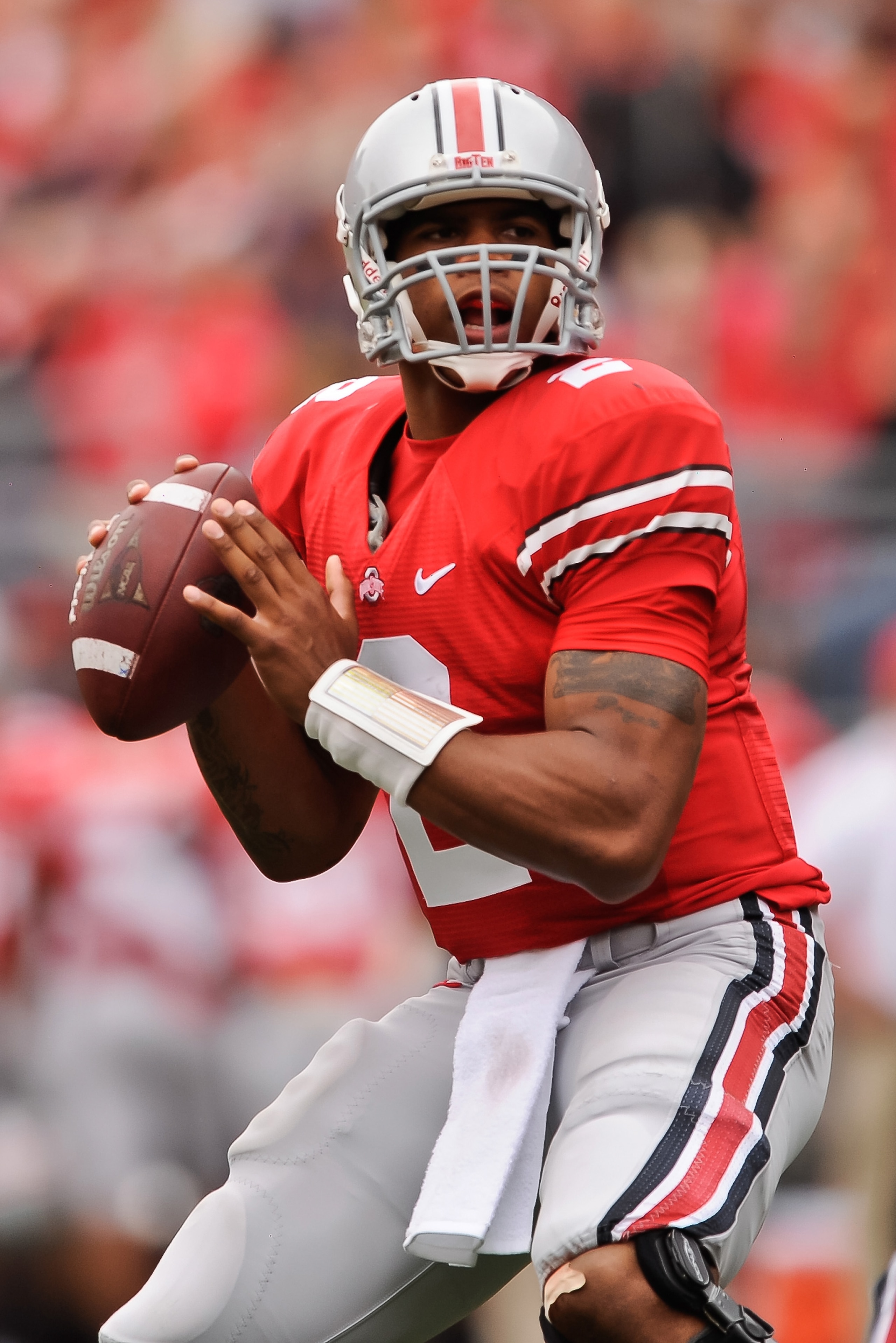 COLUMBUS, OH - OCTOBER 23: Terrelle Pryor #2 of the Ohio State Buckeyes drops back to pass against the Purdue Boilermakers at Ohio Stadium on October 23, 2010 in Columbus, Ohio. (Photo by Jamie Sabau/Getty Images) COLUMBUS, OH - OCTOBER 23: Terrelle Pryor #2 of the Ohio State Buckeyes drops back to pass against the Purdue Boilermakers at Ohio Stadium on October 23, 2010 in Columbus, Ohio. (Photo by Jamie Sabau/Getty Images)